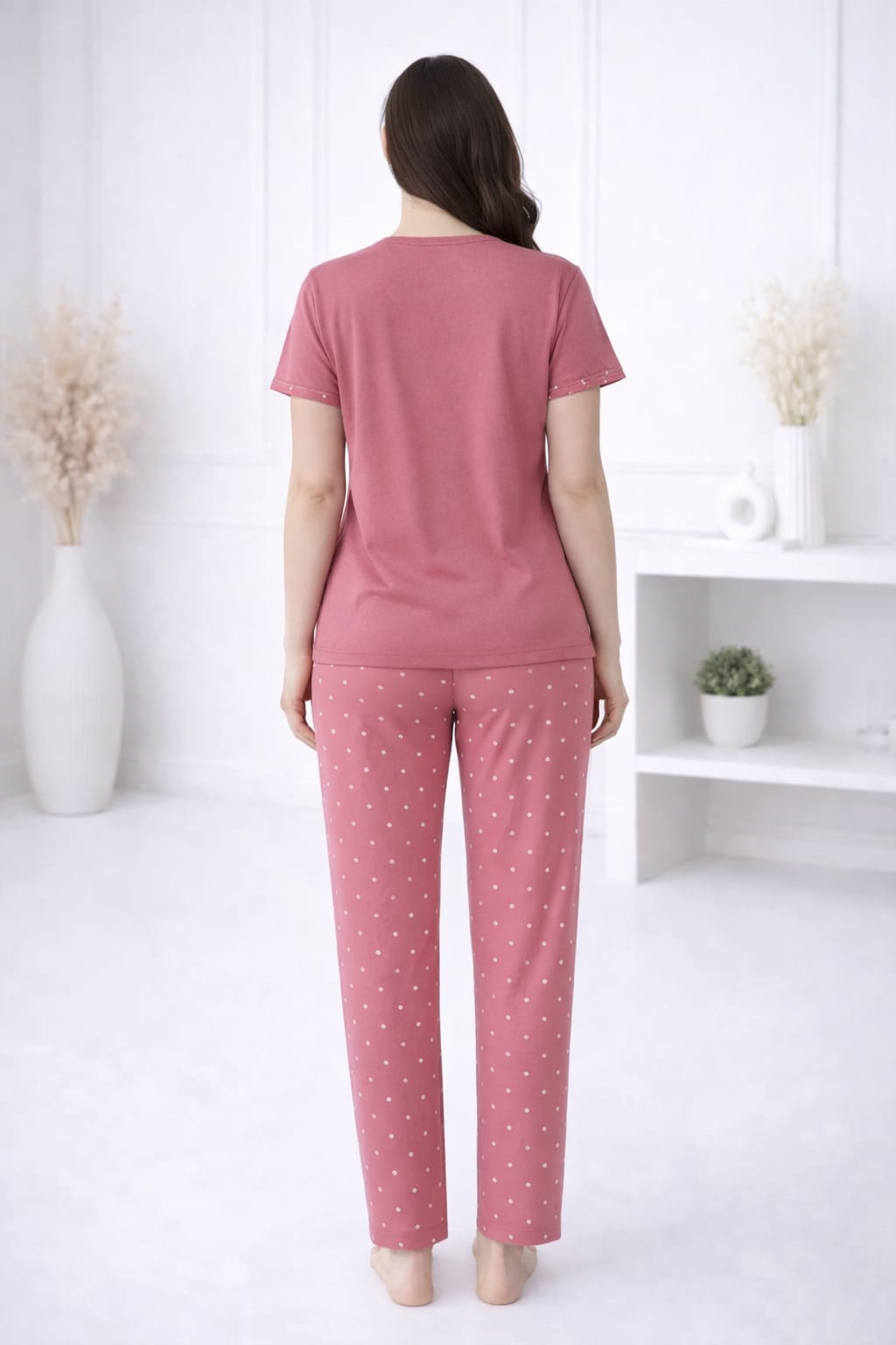 Kadın 2004-22 Kısa Kol Likralı Bambu Pijama Takımı