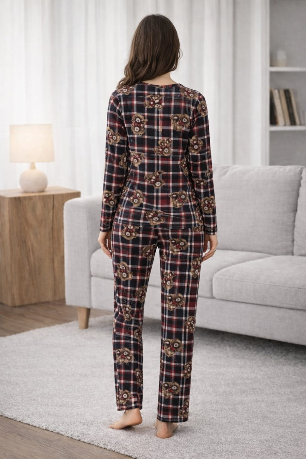 Kadın 3564 Uzun Kol Süet Pijama Takımı