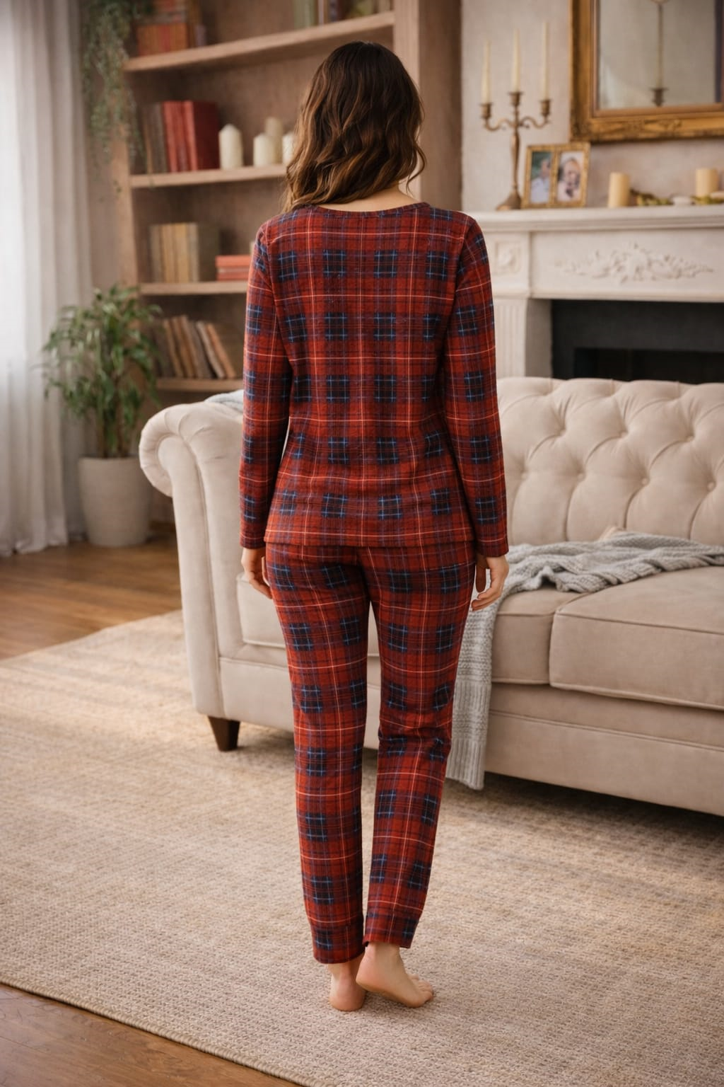 Kadın 3572 Uzun Kol Süet Pijama Takımı