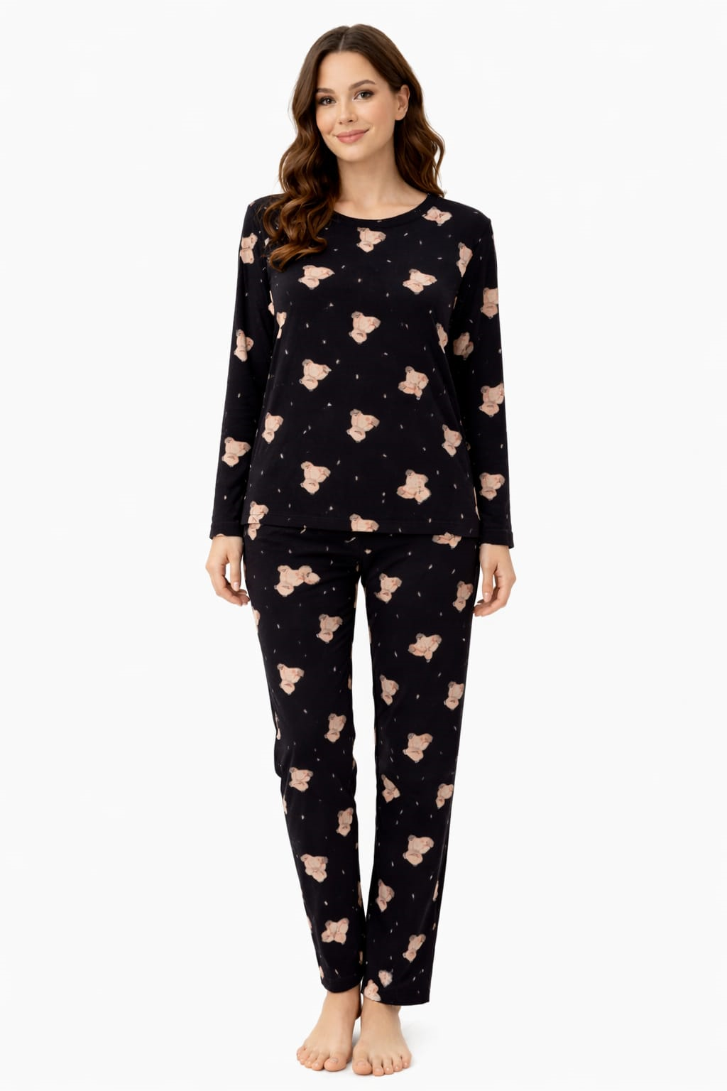 Kadın 3578 Uzun Kol Süet Pijama Takımı
