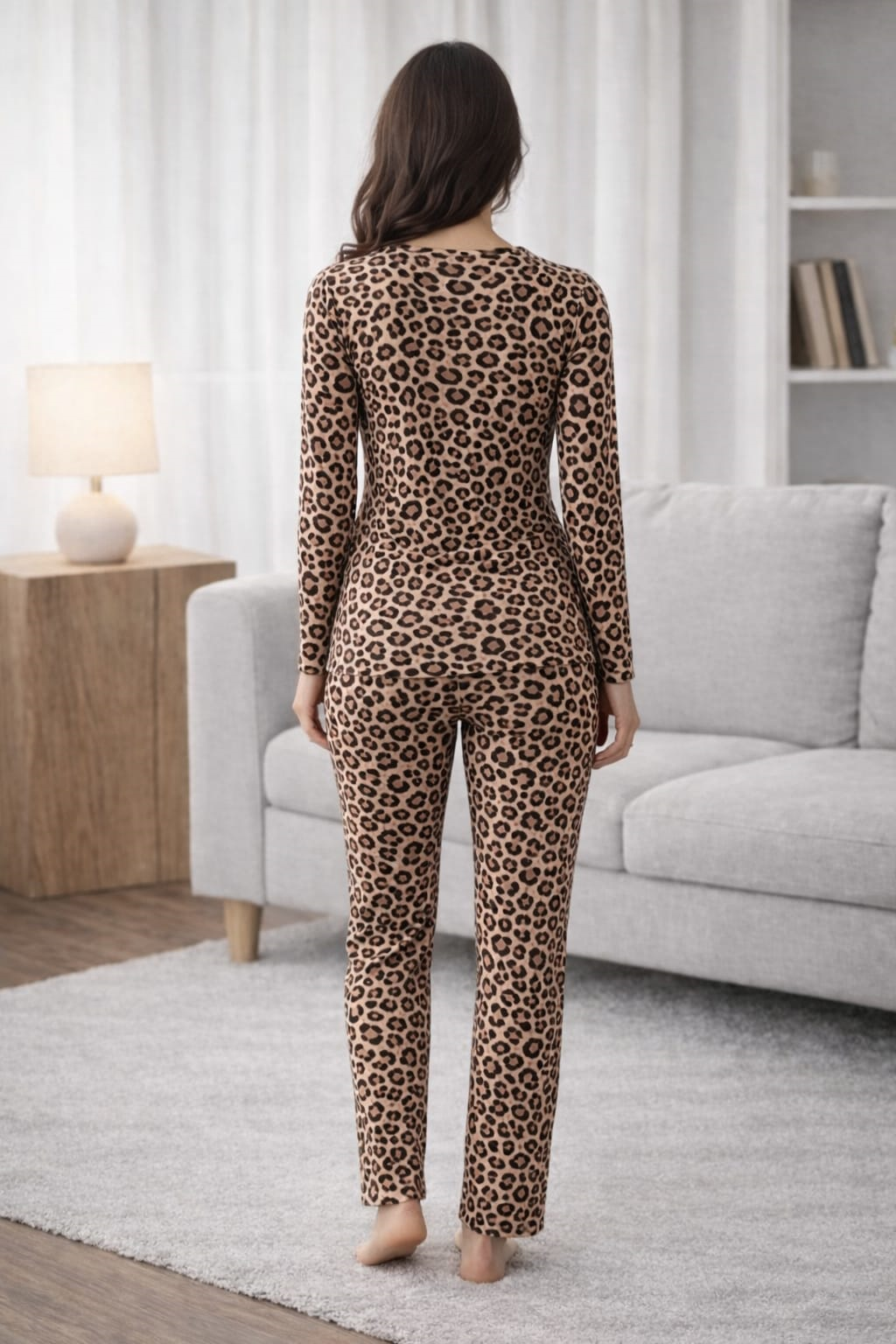Kadın 3584 Uzun Kol Süet Pijama Takımı