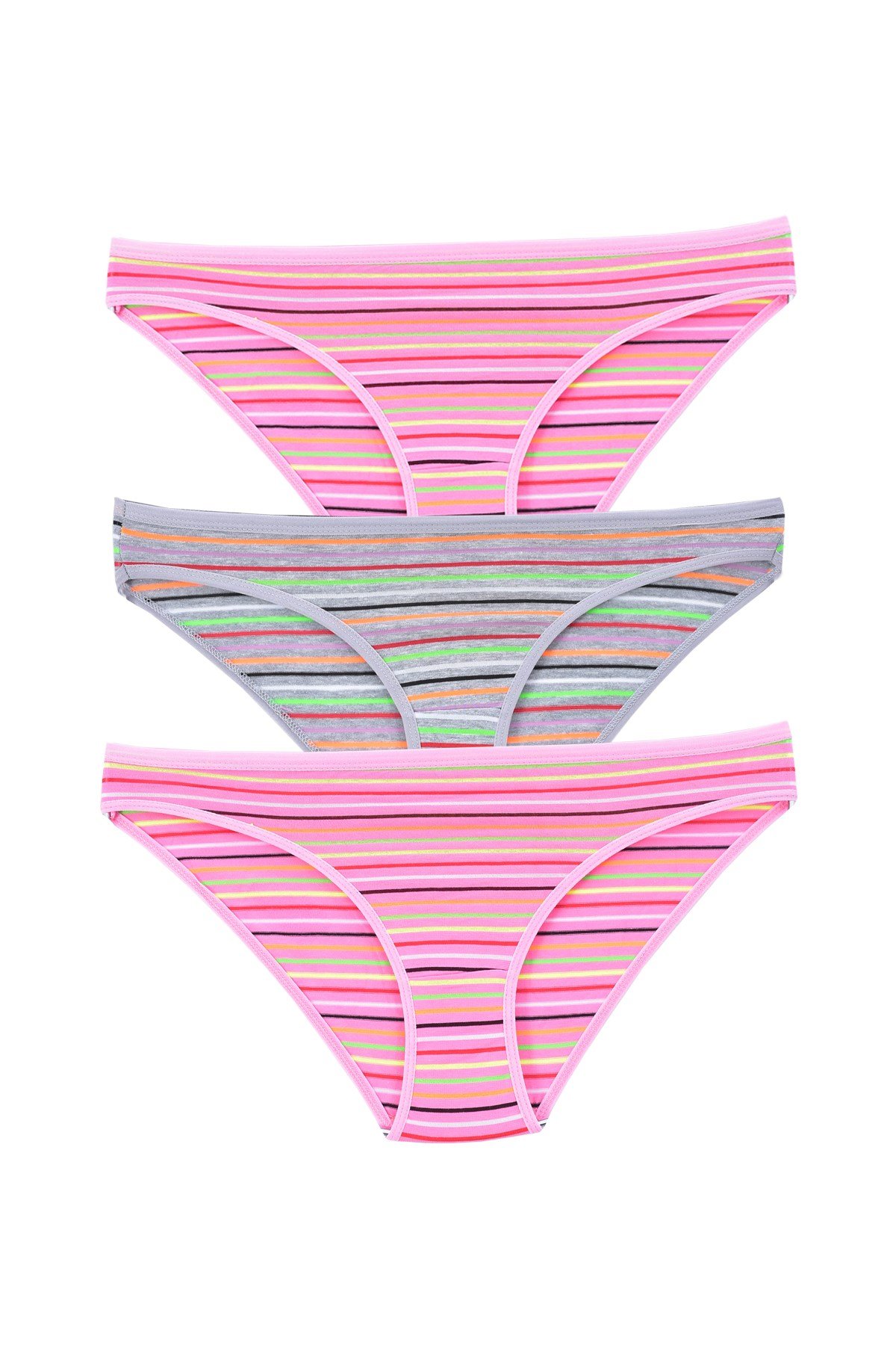 Kadın 3'lü Paket Desenli  Bikini Külot ASORTİ
