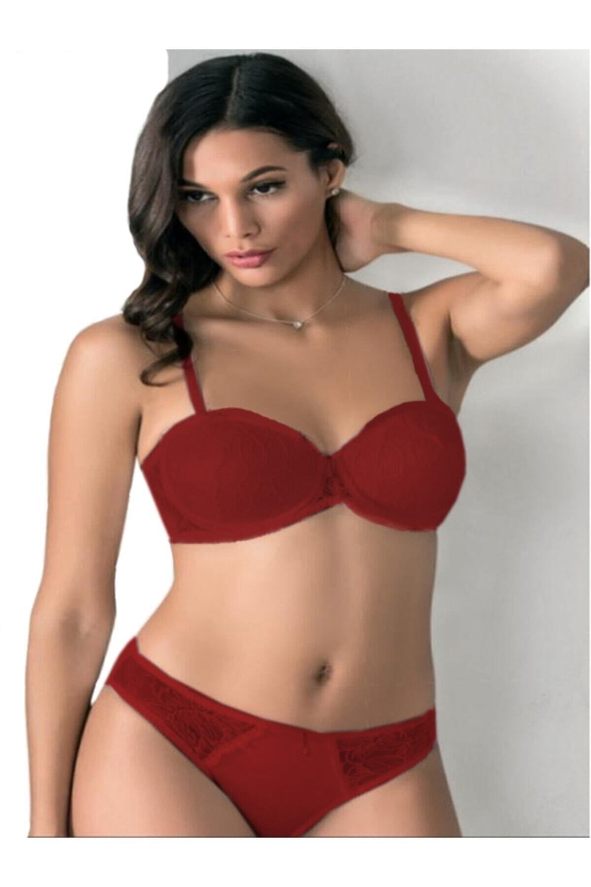 Kadın 510655 Desteksiz  Basic Sütyen Takım BORDO