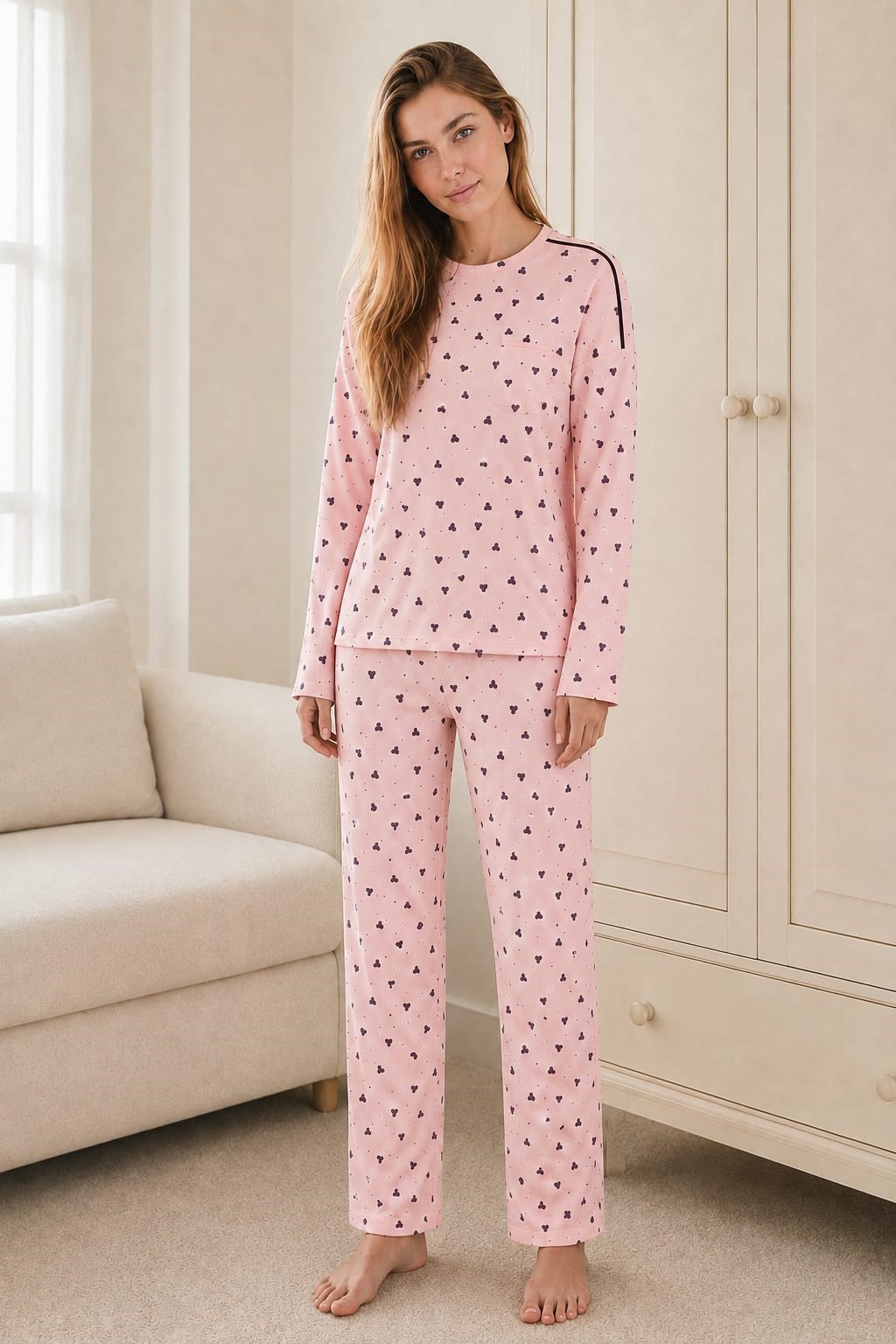 Kadın 70916 Waffle Pijama Takım