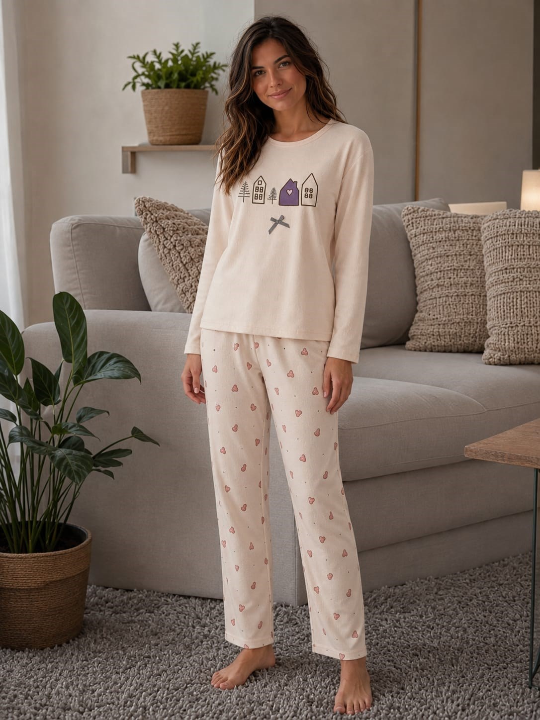 Kadın 70926 Waffle Pijama Takım