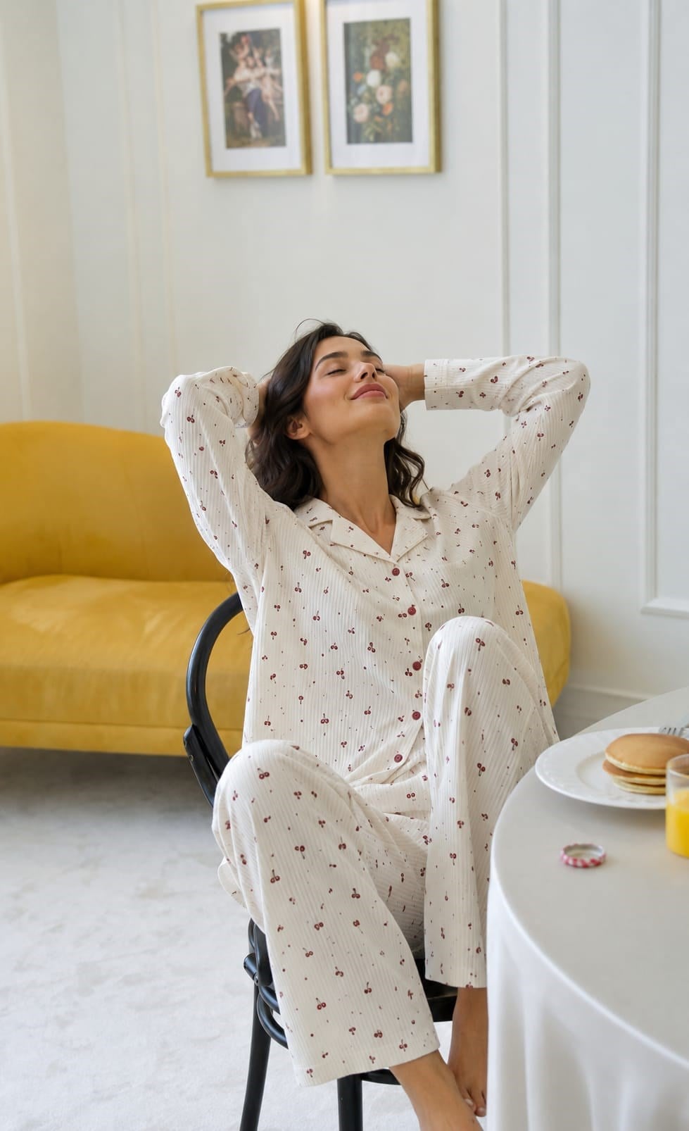 Kadın 8239 Kaskorse Uzun Kol Düğmeli Pijama Takımı
