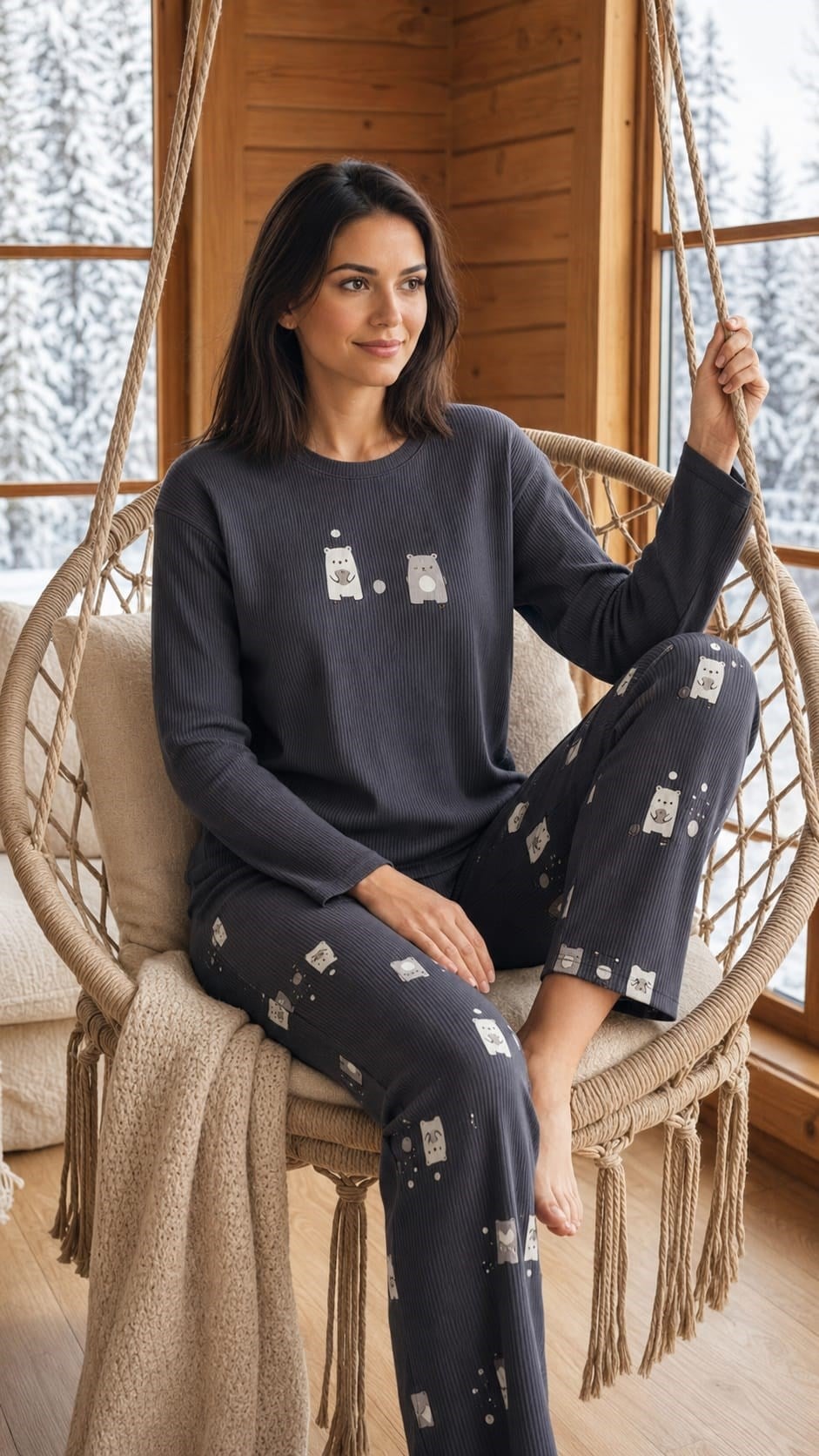 Kadın 8811-7 Berlin Uzun Kol Sıfır Yaka Pijama Takım