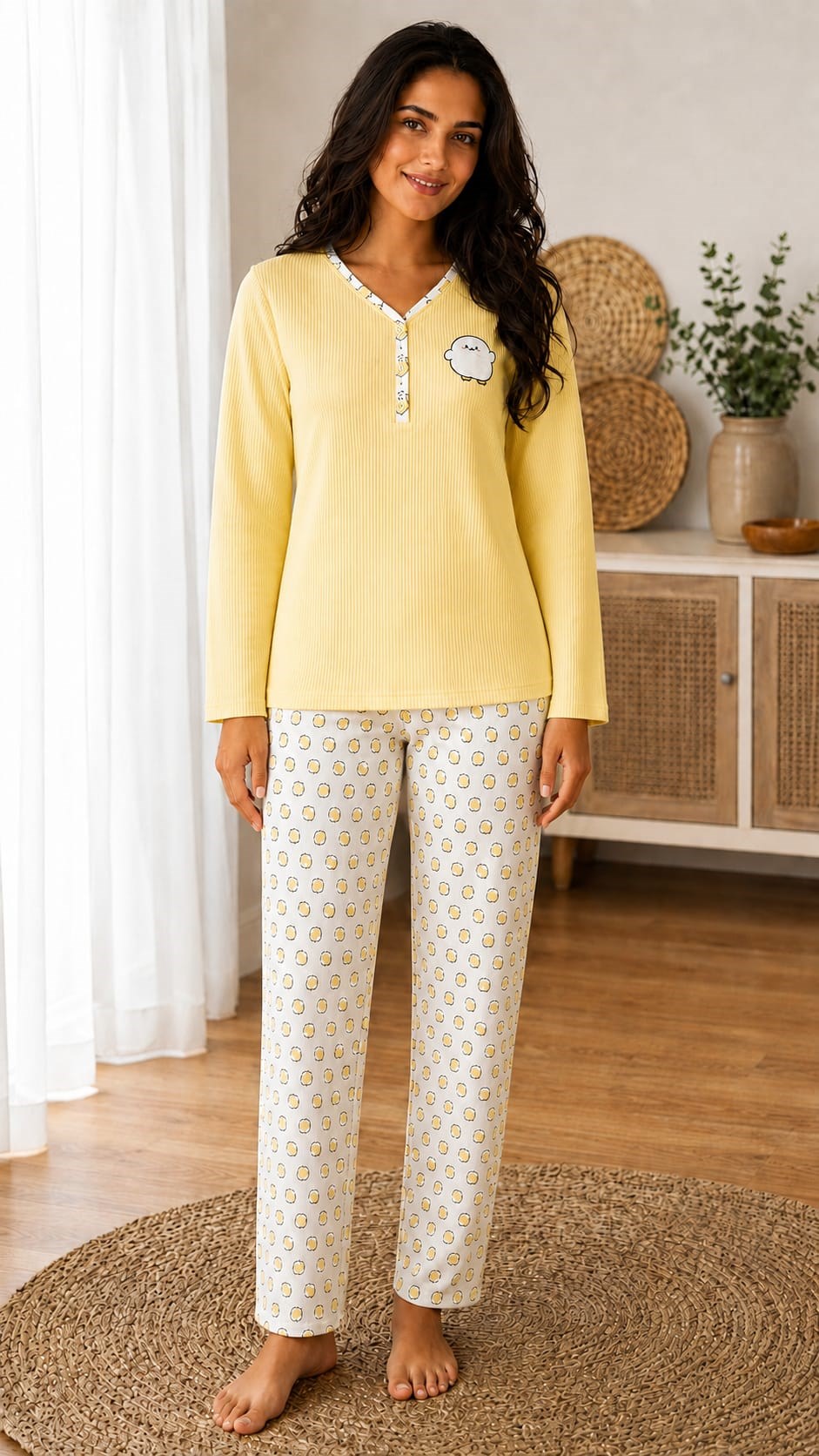 Kadın 8816-1 Berlin Uzun Kol Düğmeli Pijama Takım