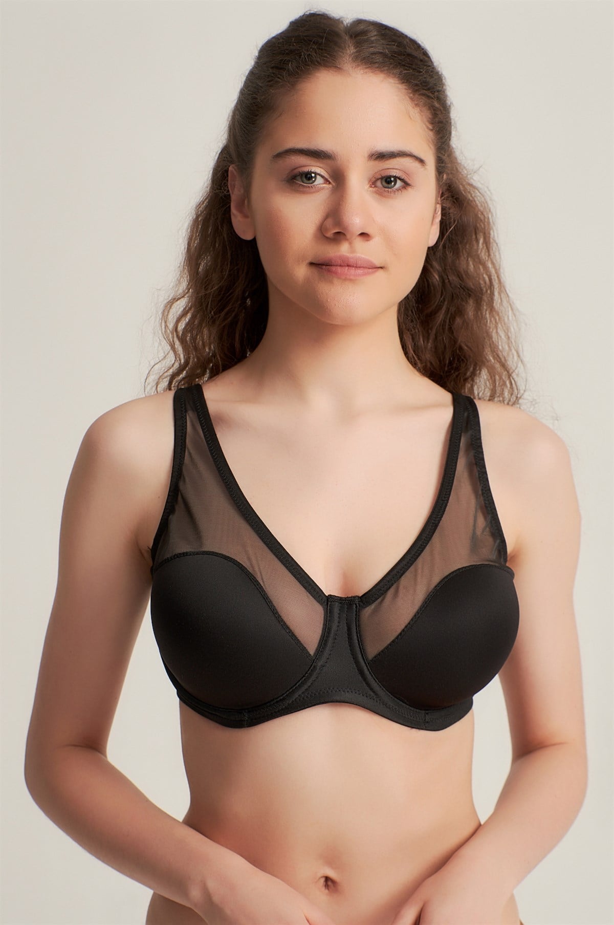 Kadın 9121010 Tüllü Desteksiz Soft Cup Toparlayıcı Sütyen SİYAH
