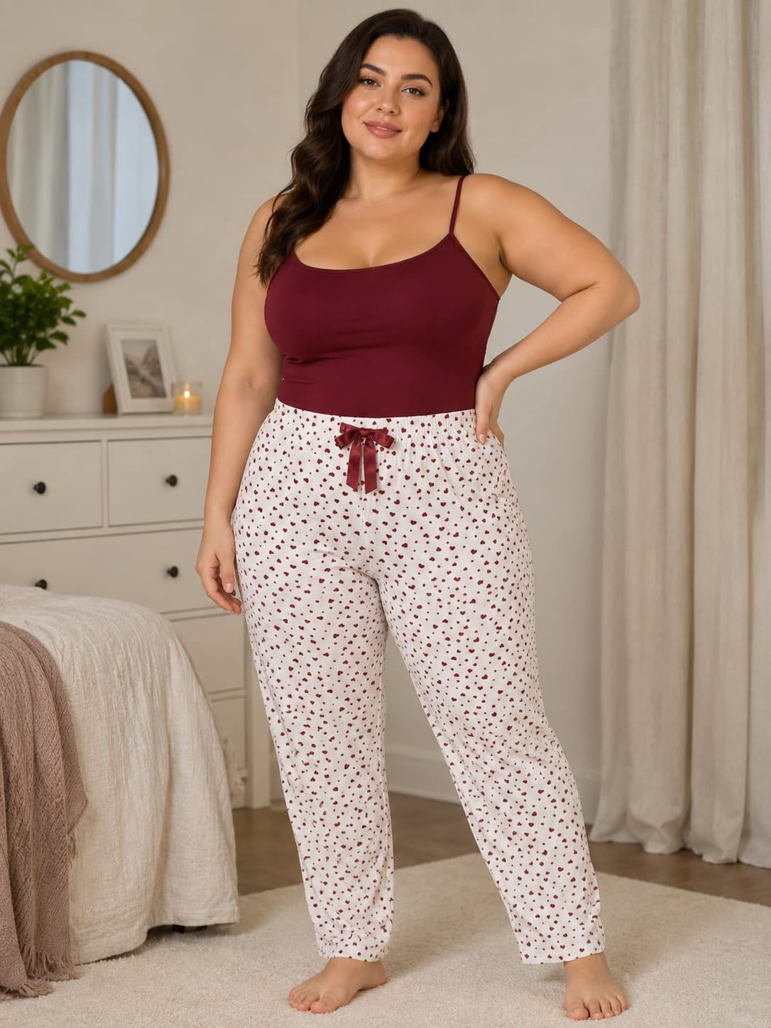 Kadın Büyük Beden Desenli Milan Tek Alt Pijama