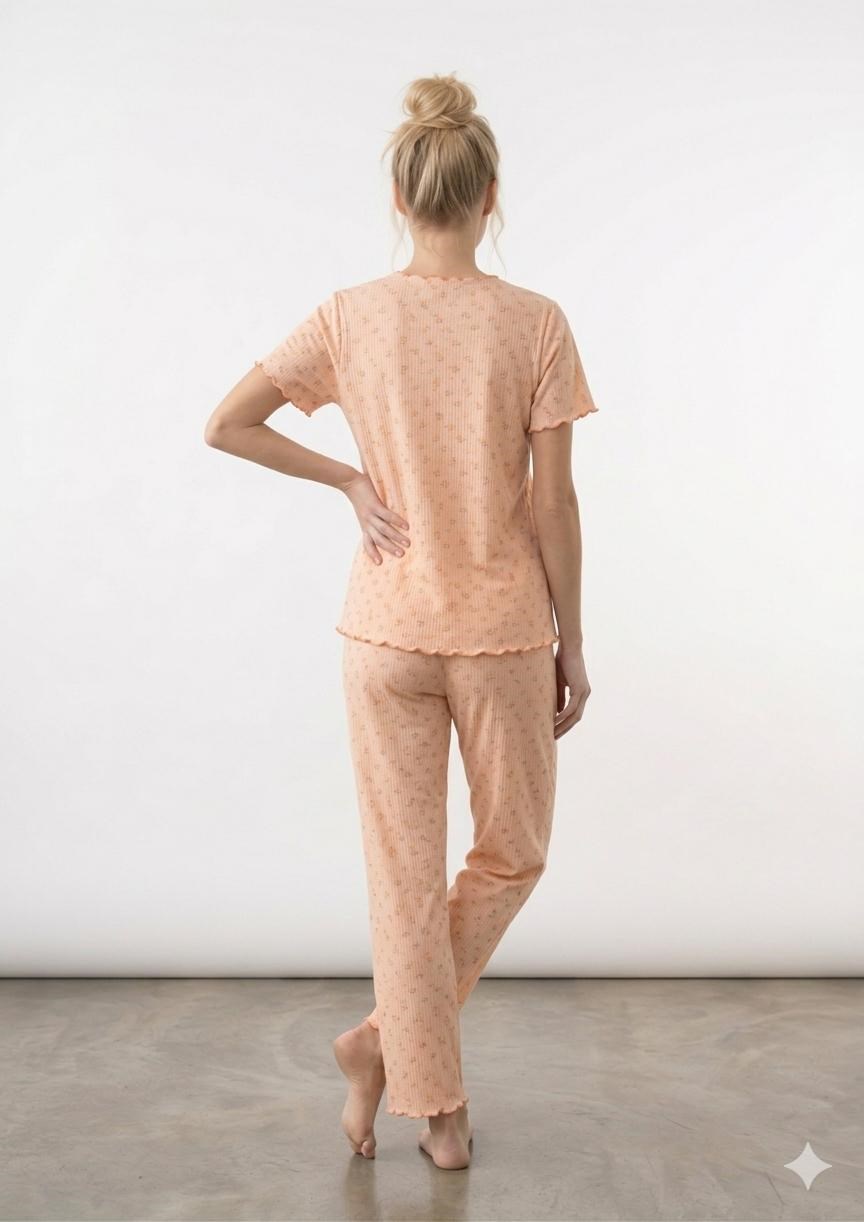 Pemilo Kadın 01907 Kısa Kol Kaşkorse Pijama Takımı