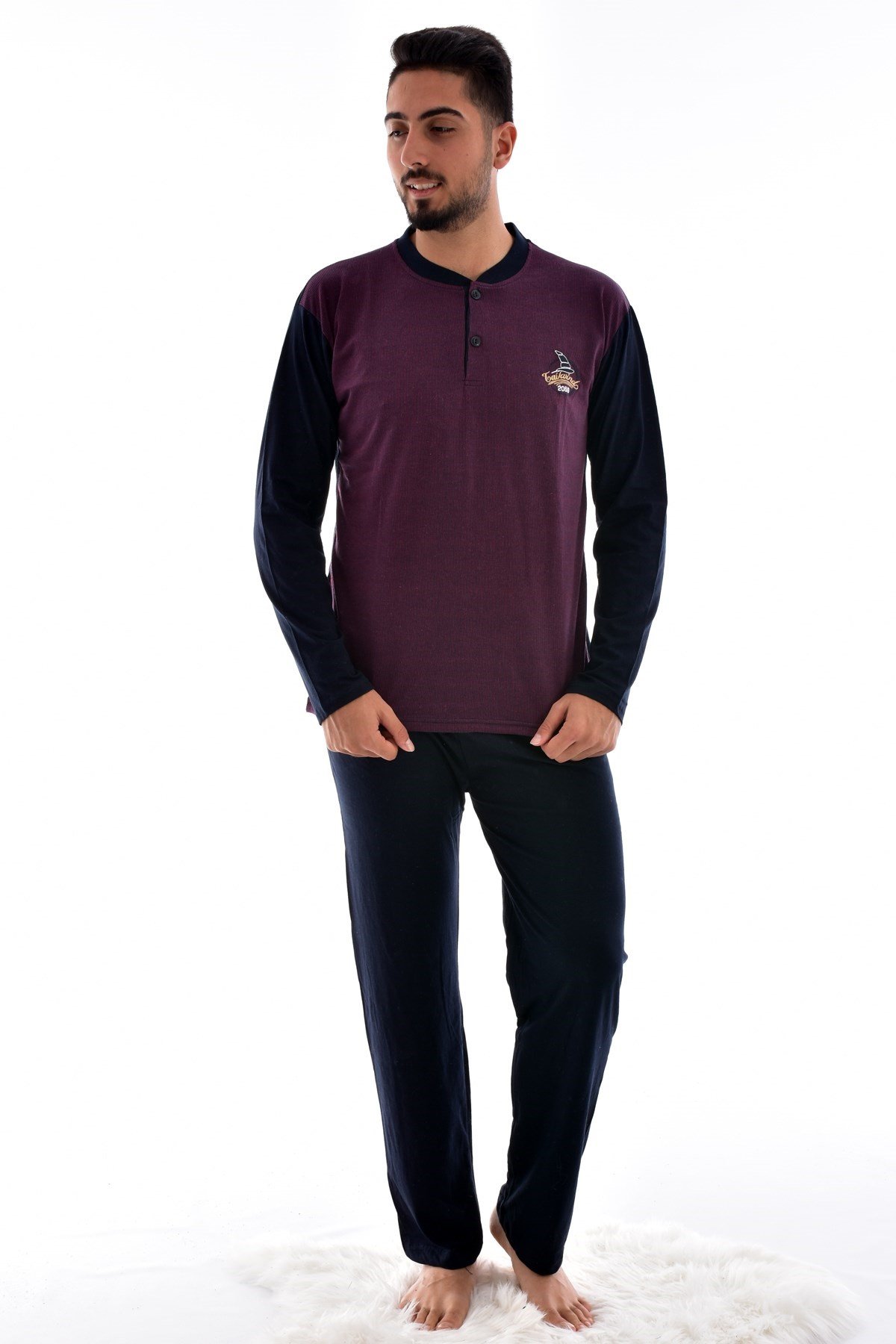 Rimoli 1035-0 Erkek Uzun Kol Süprem Pijama Takımı BORDO