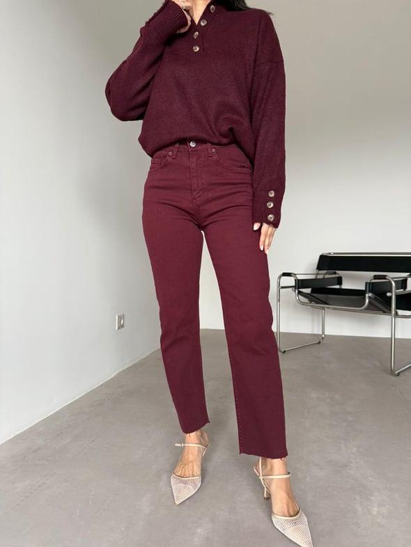  Bordo Kesik Paça Anna Bf Jean