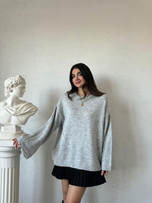 Açık Gri Oversize Kazak