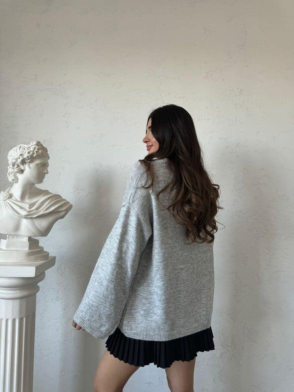 Açık Gri Oversize Kazak