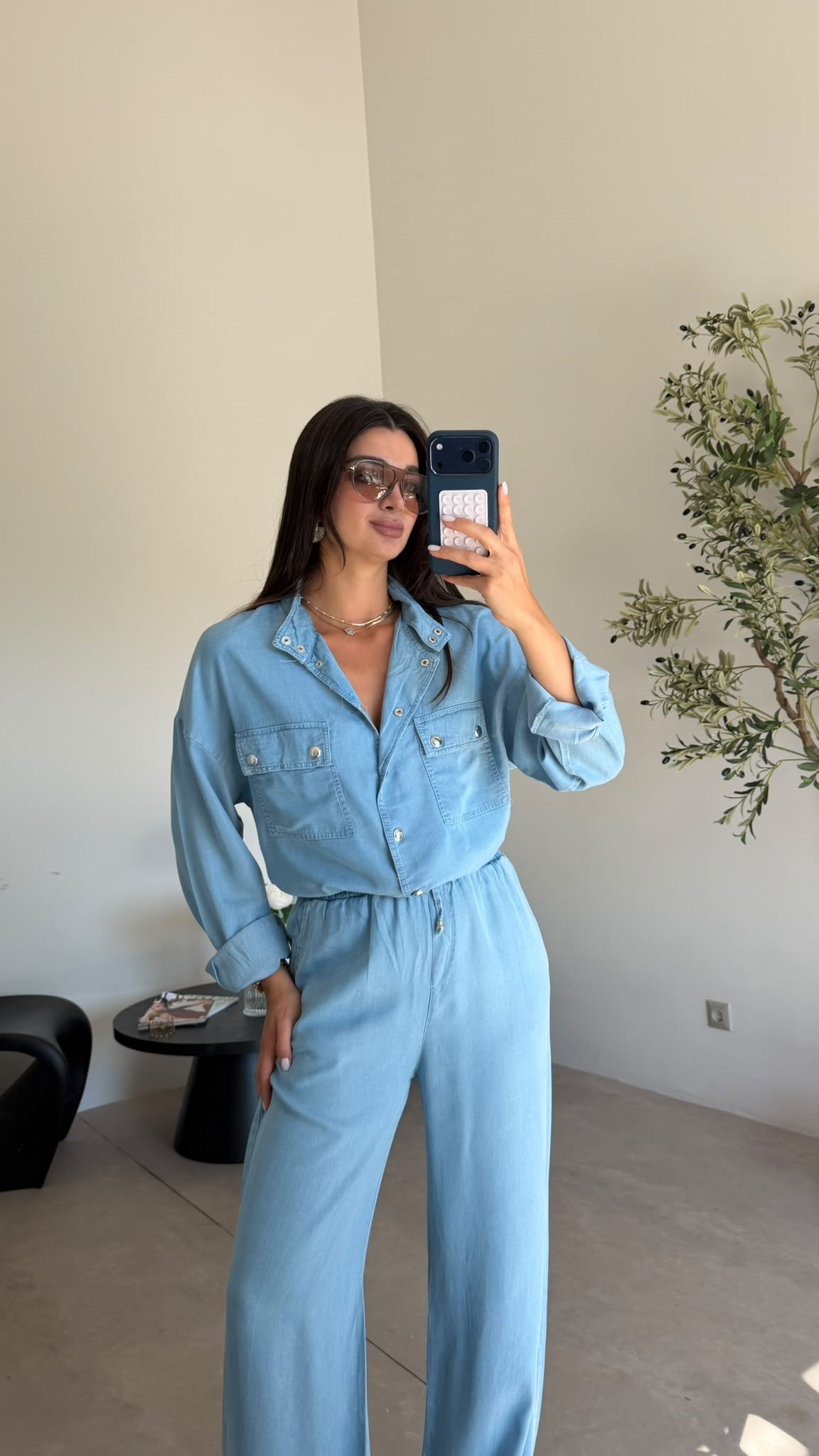 Açık Mavi Yumuşacık Denim Takım