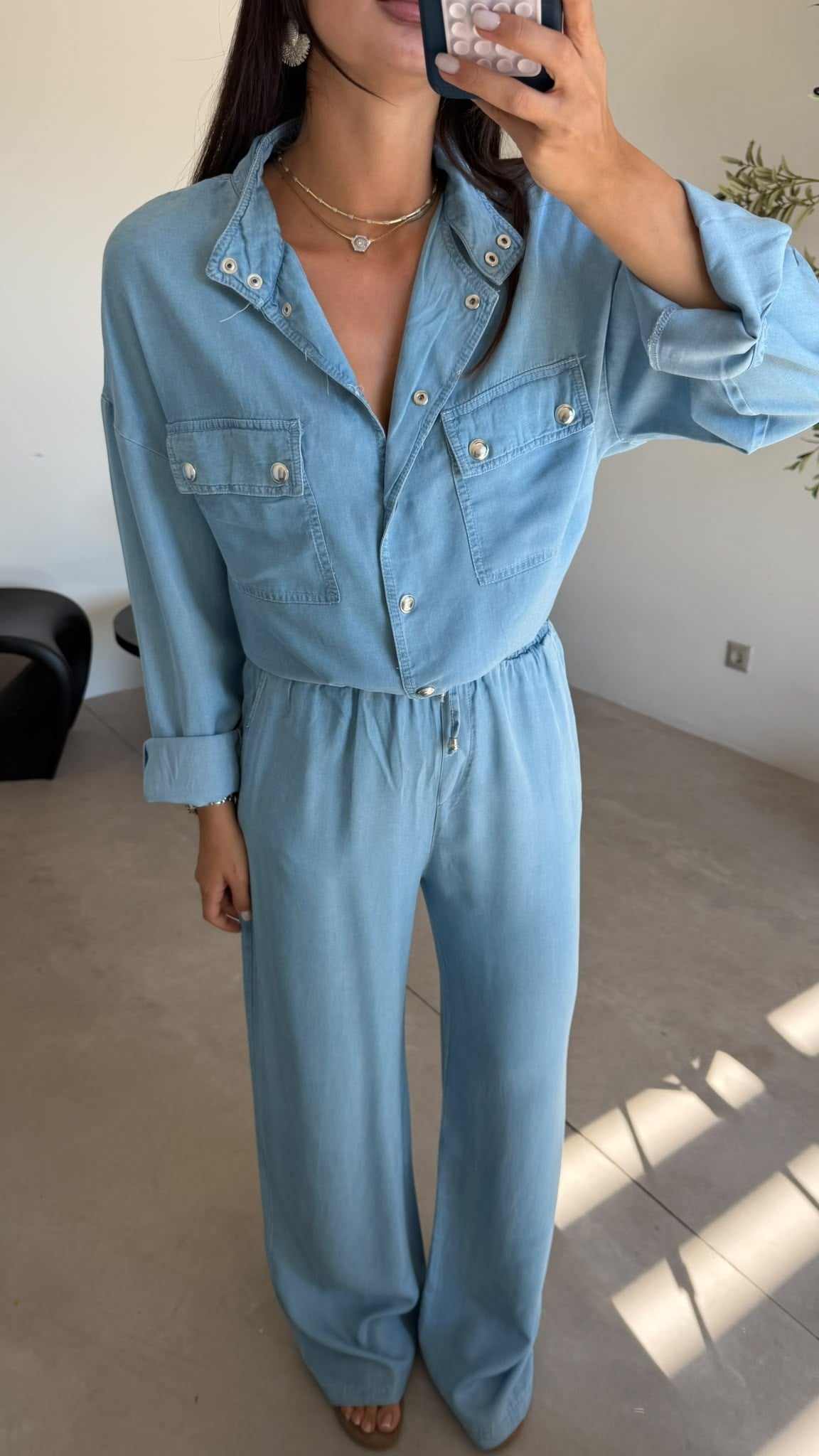 Açık Mavi Yumuşacık Denim Takım