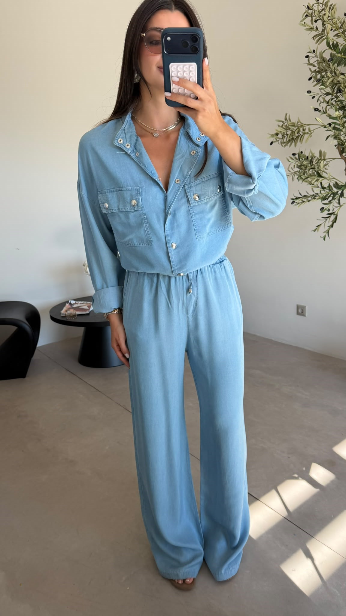 Açık Mavi Yumuşacık Denim Takım