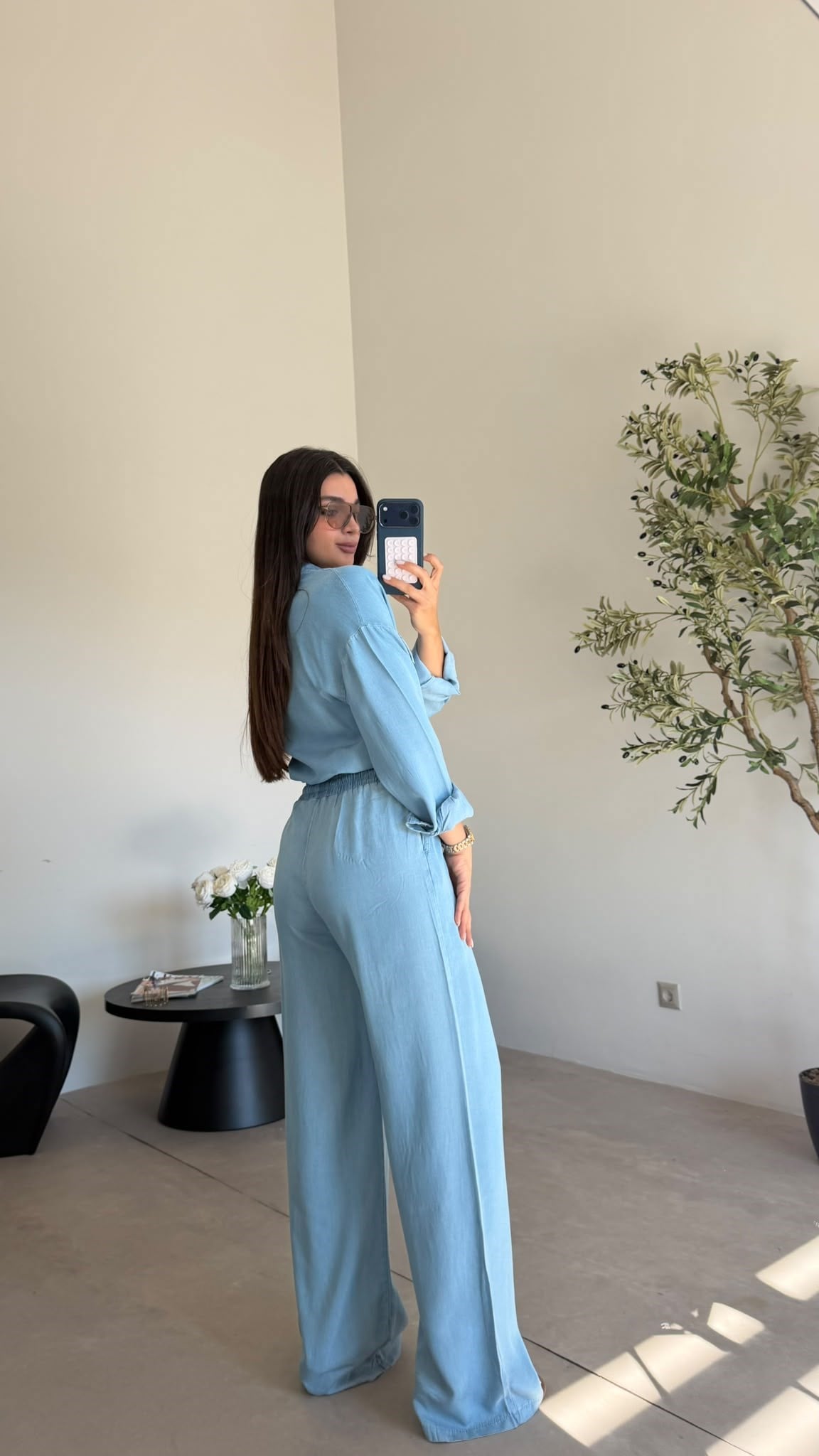 Açık Mavi Yumuşacık Denim Takım