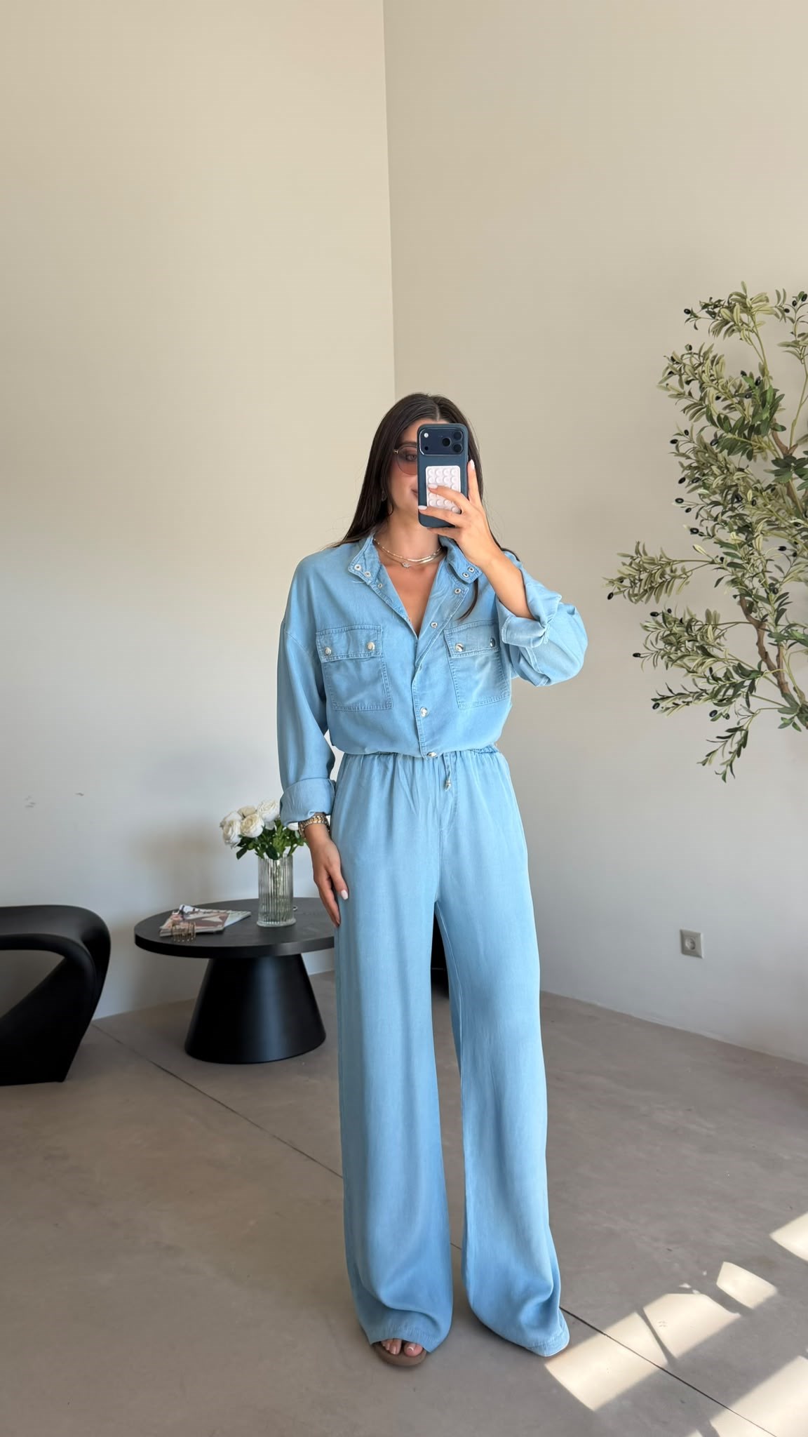 Açık Mavi Yumuşacık Denim Takım