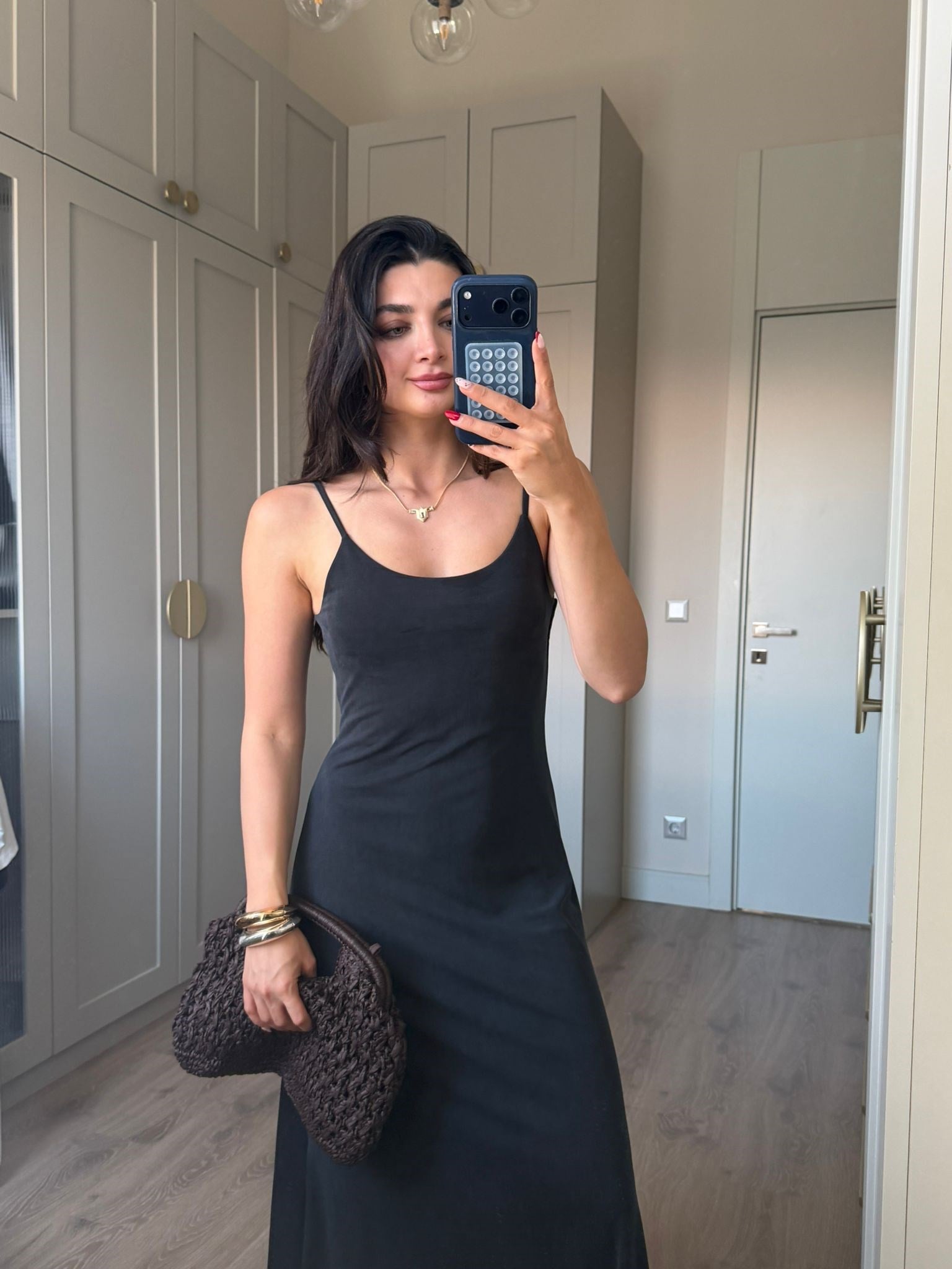 Antrasit Askılı Lucy Elbise