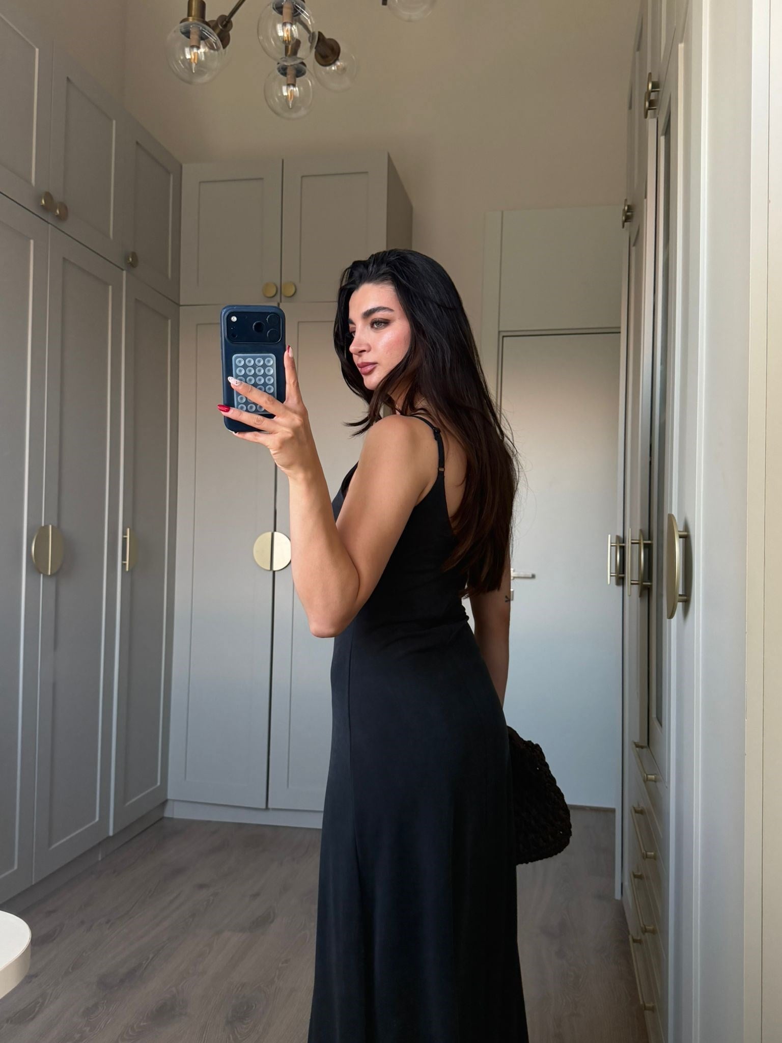 Antrasit Askılı Lucy Elbise