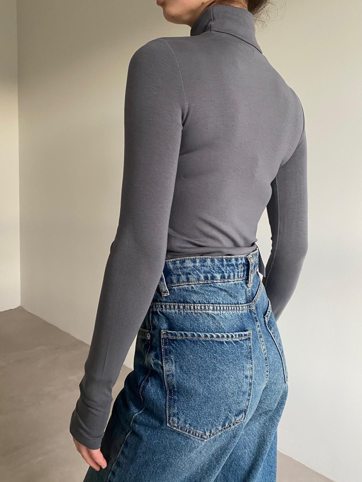 Antrasit Balıkçı Yaka Basic Aura Bluz