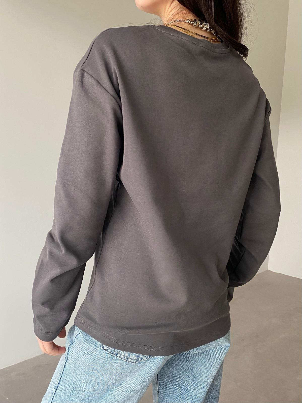 Antrasit Marka Model Uzun Kol Basic Bluz