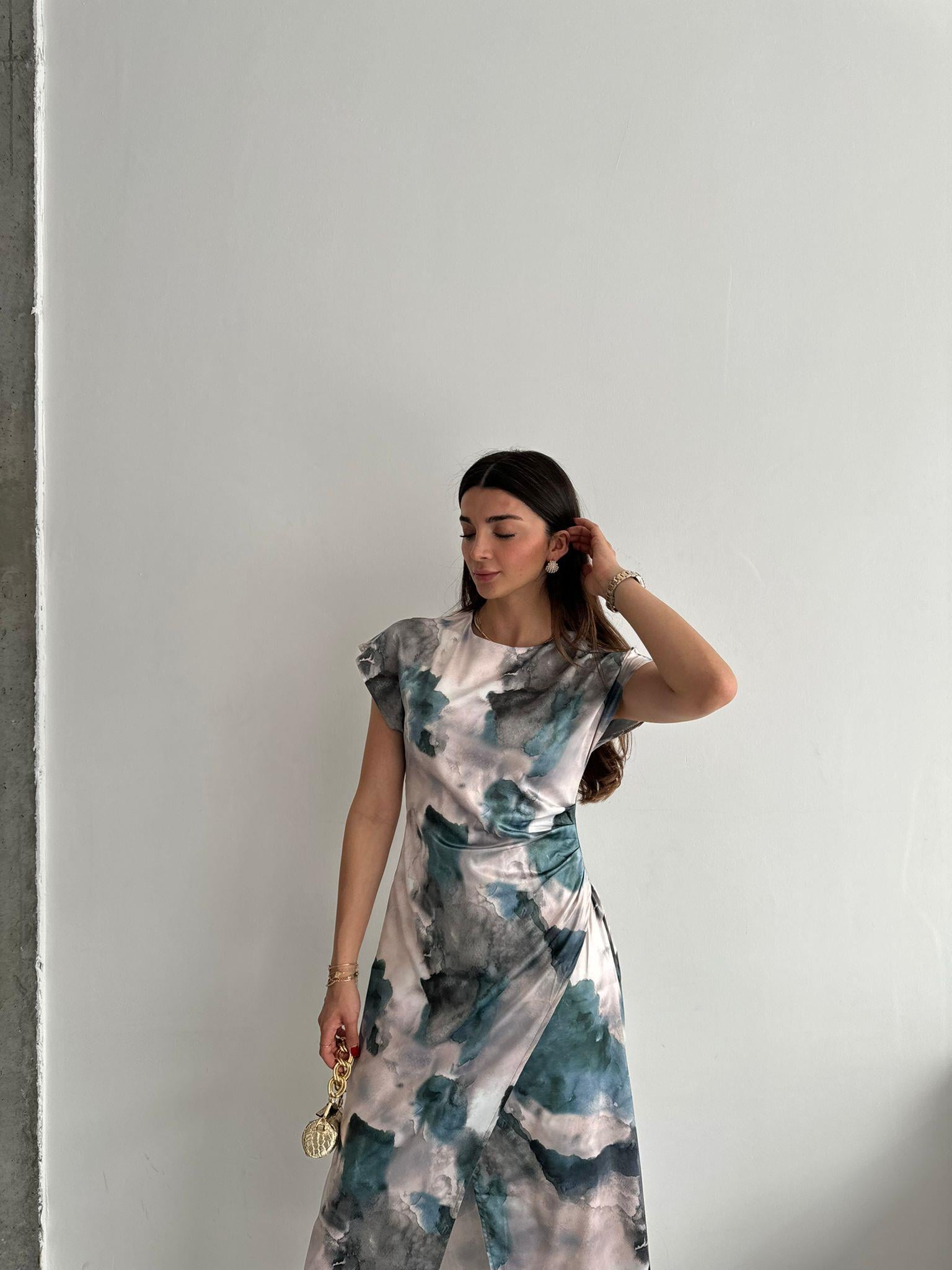 Batik Desenli Veronika Elbise