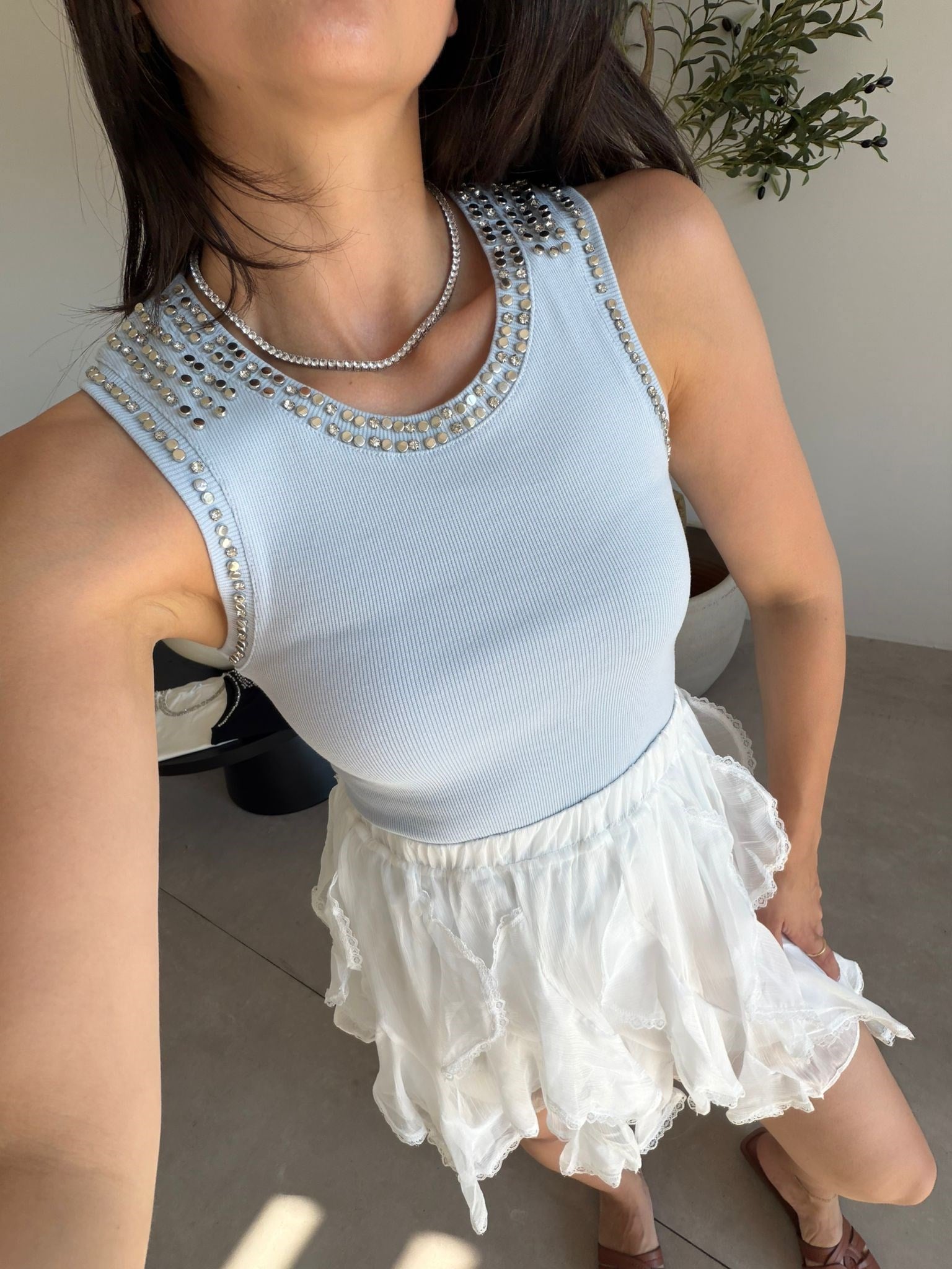 Bebe Mavisi Droplu Fitilli Bluz
