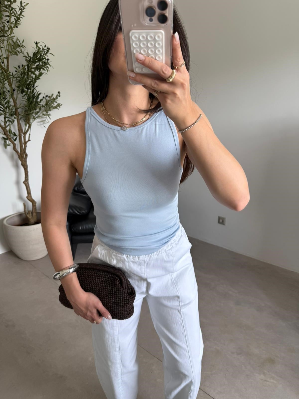 Bebe Mavisi Halter Yaka Yumuşacık Bluz (50cm)