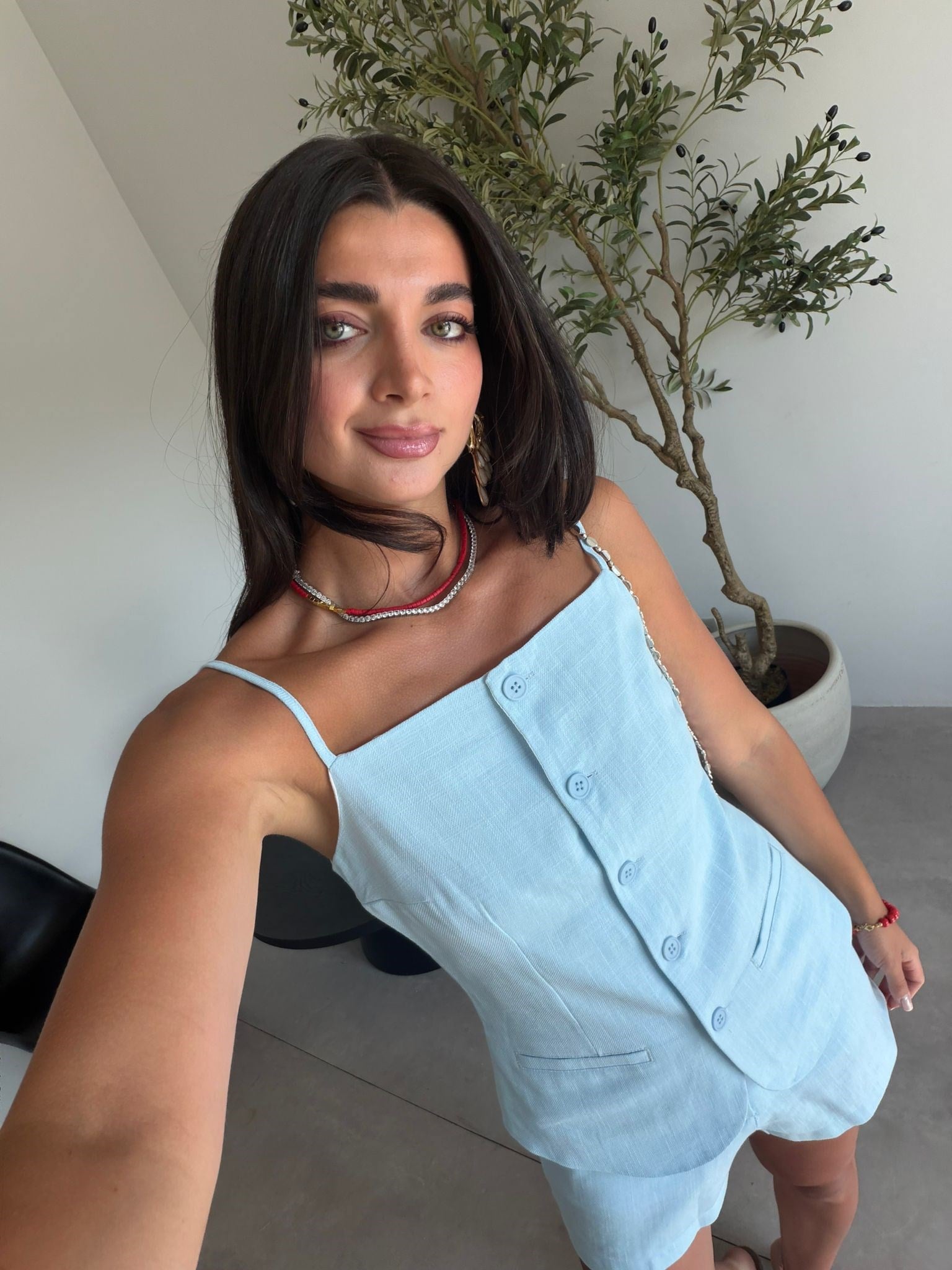 Bebe Mavisi Şortlu Yelek Takım