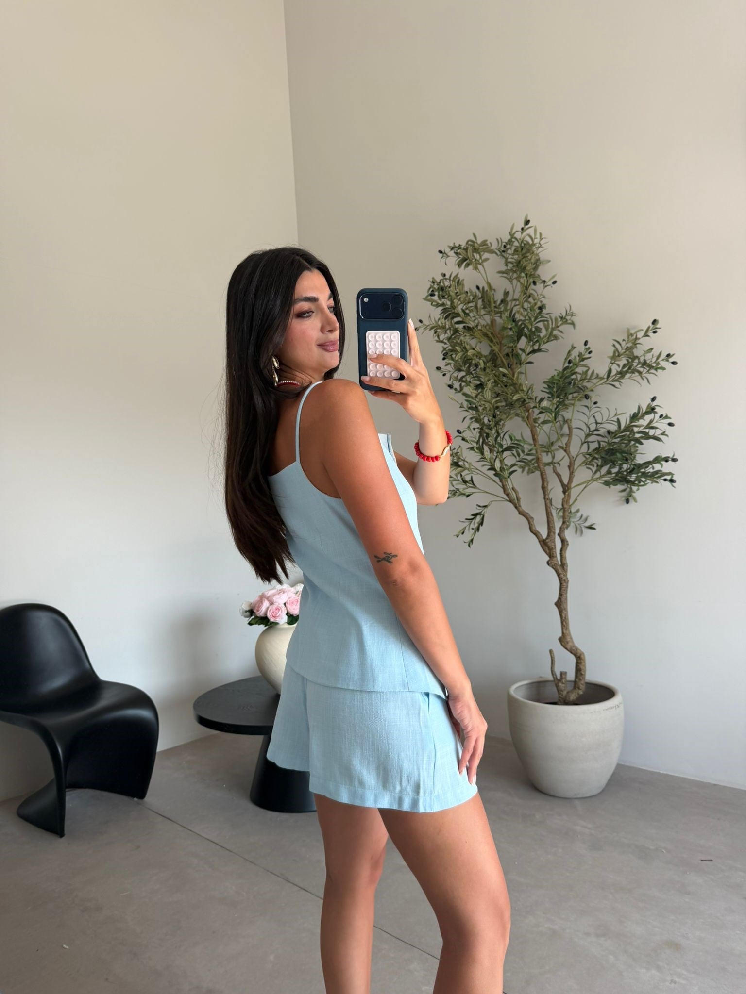 Bebe Mavisi Şortlu Yelek Takım