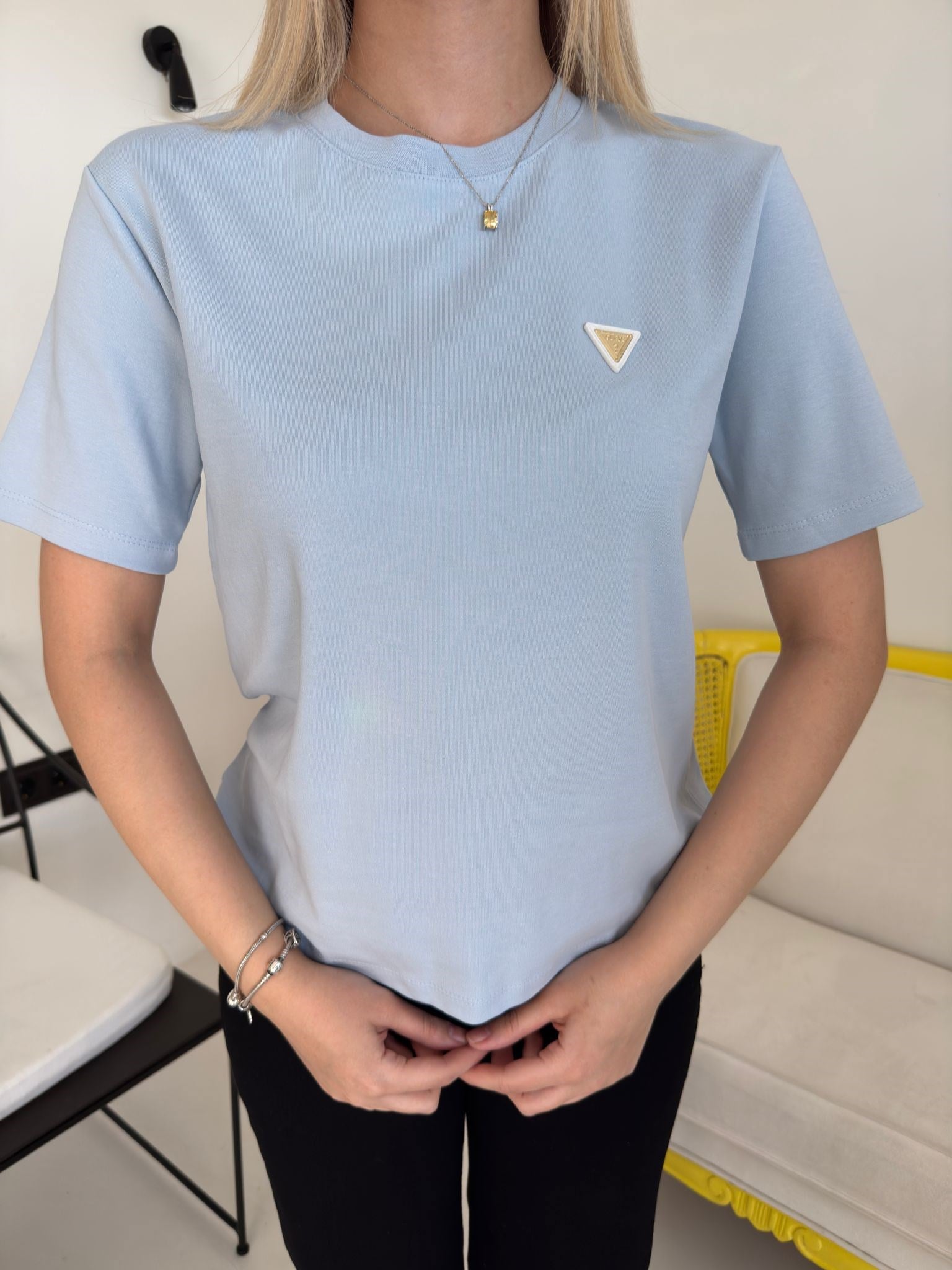 Bebe Mavisi Üçgen Marka Model Basic Tişört