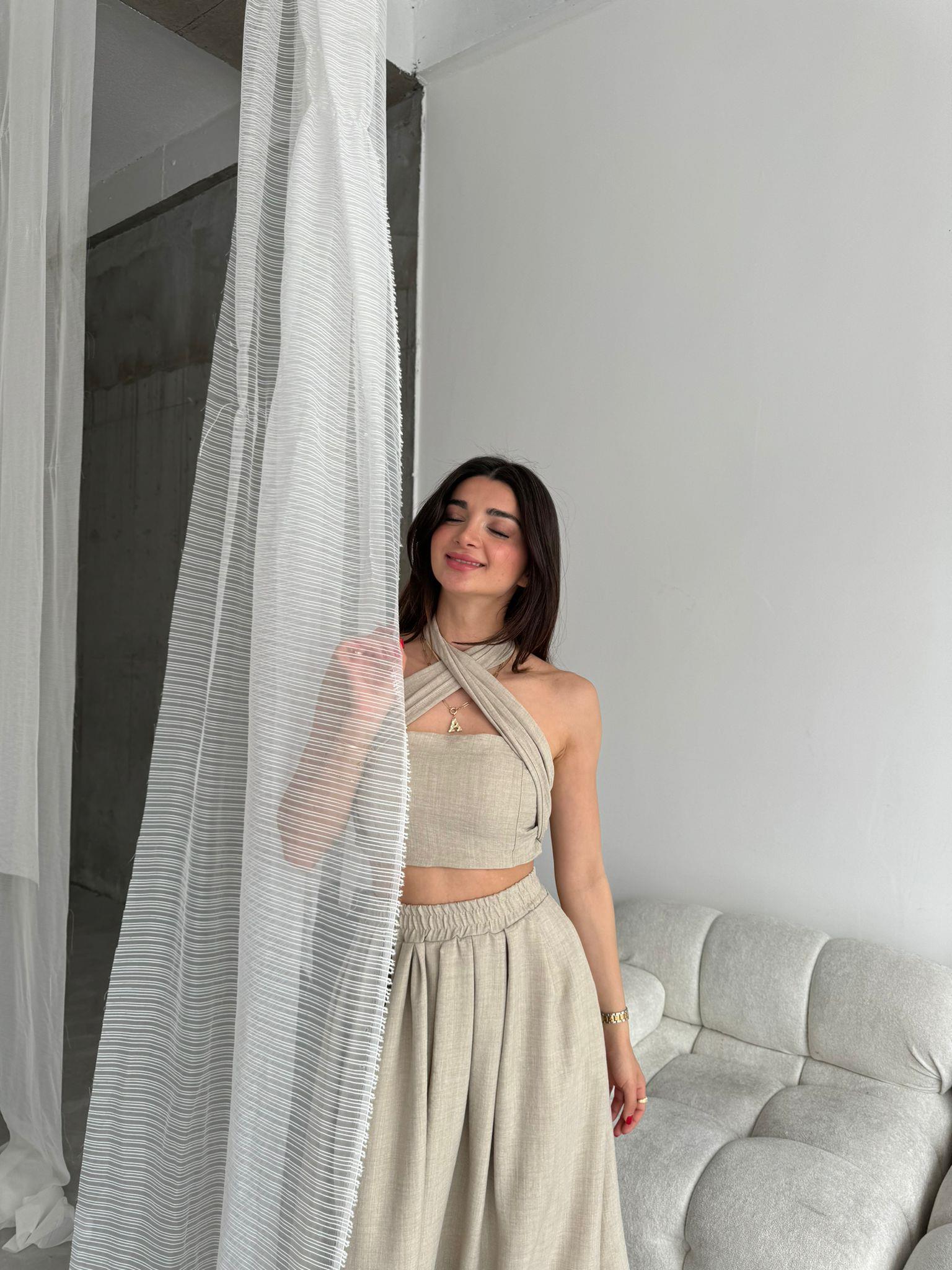 Bej Etekli Crop Takım