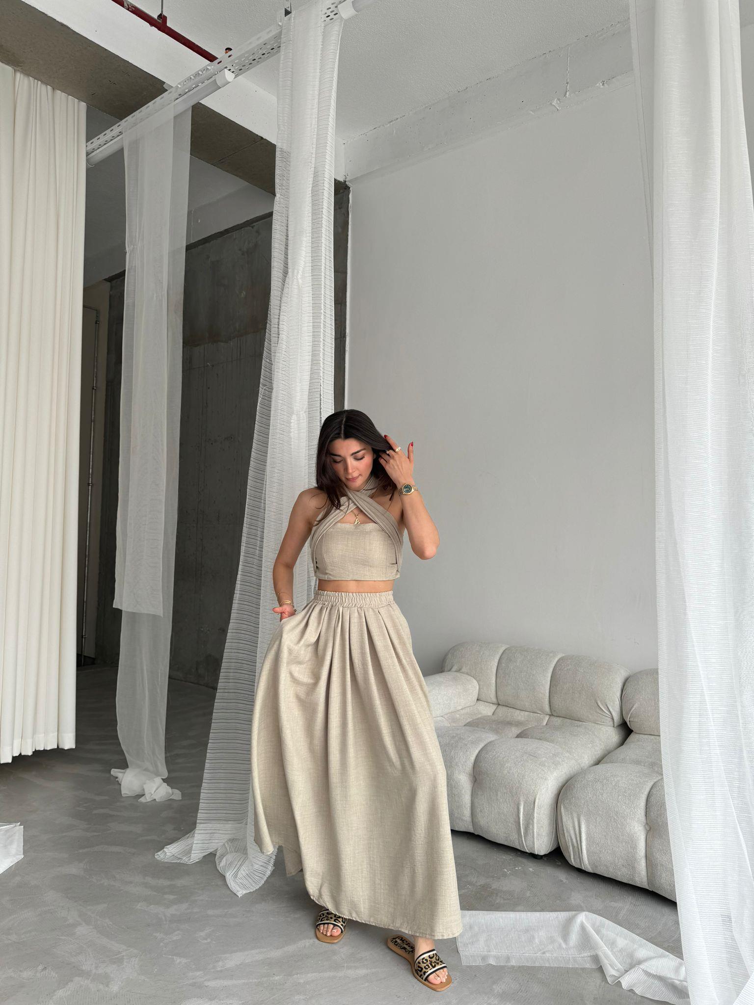 Bej Etekli Crop Takım