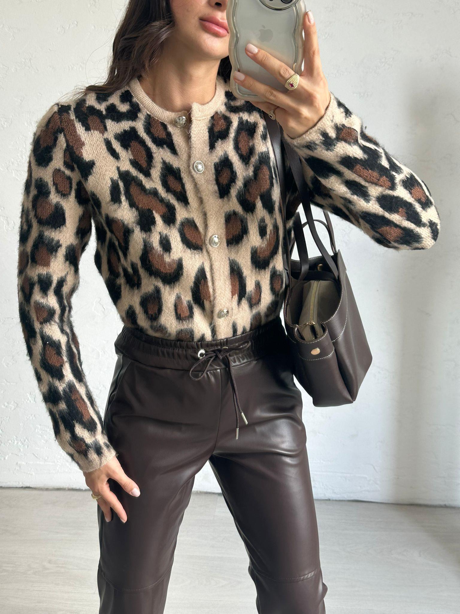 Bej Leopar Hırka