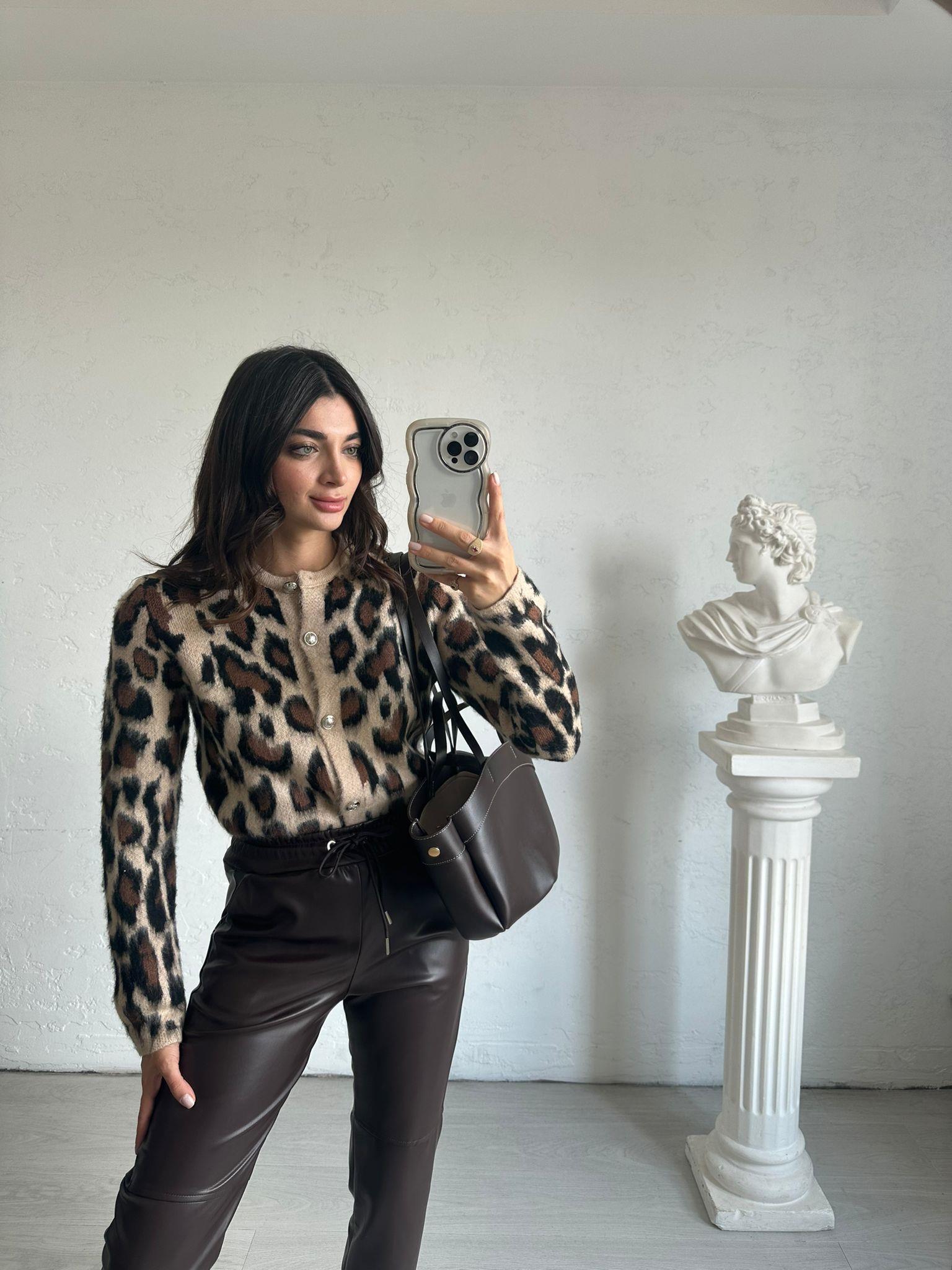Bej Leopar Hırka