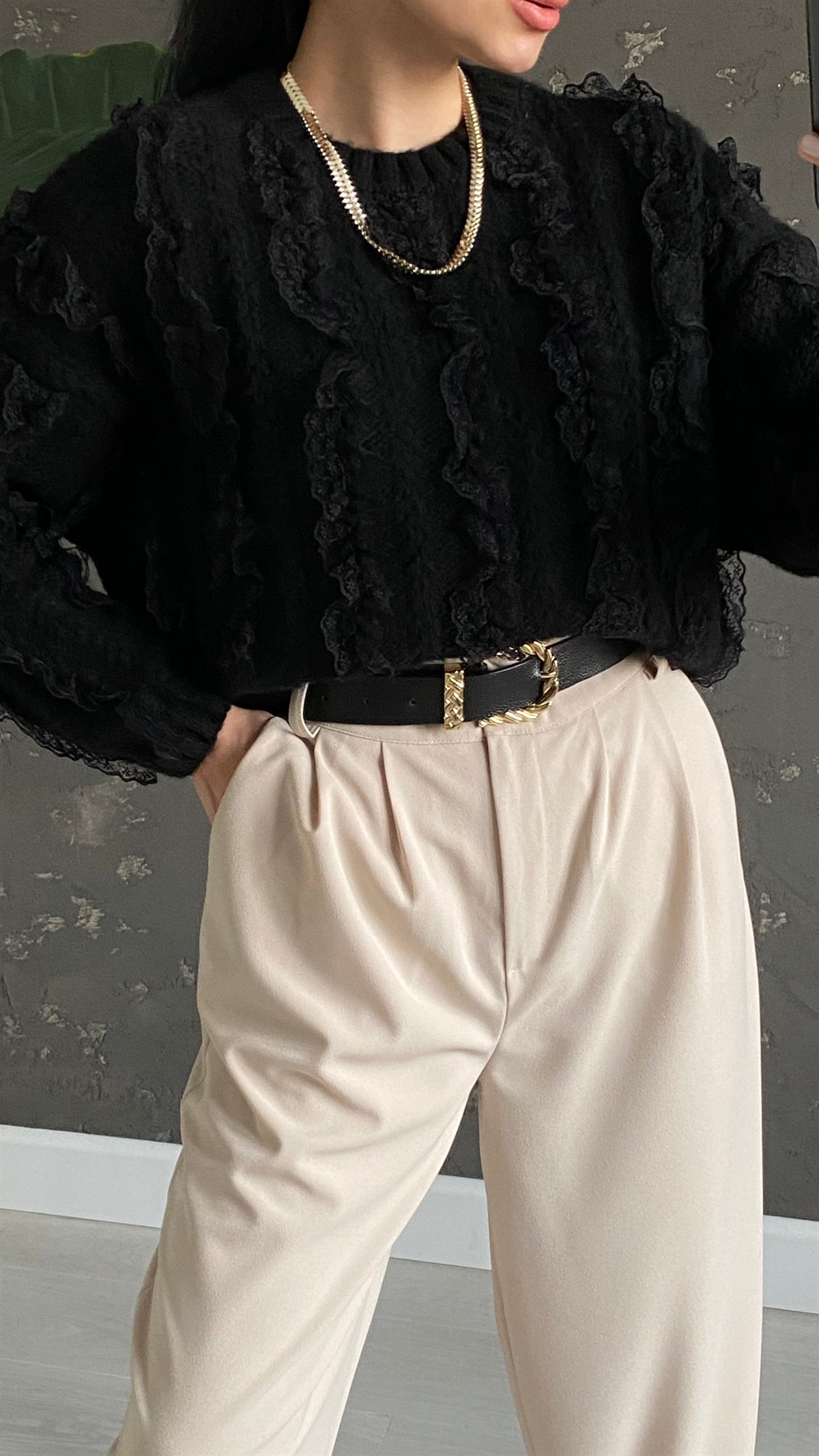 Bej Mabel Şalvar Pantolon