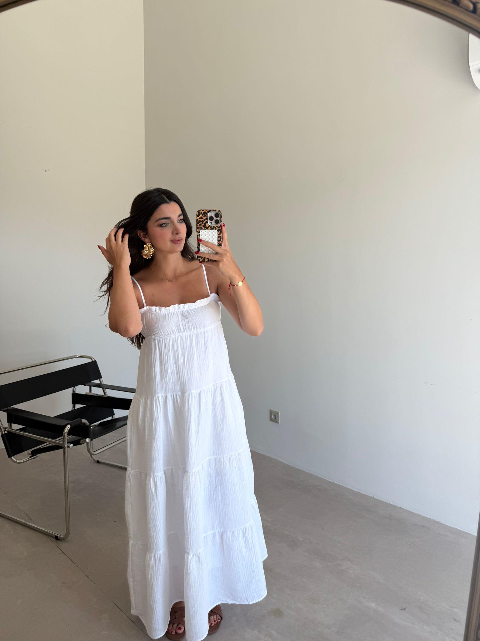 Beyaz Askılı Müslin Elbise