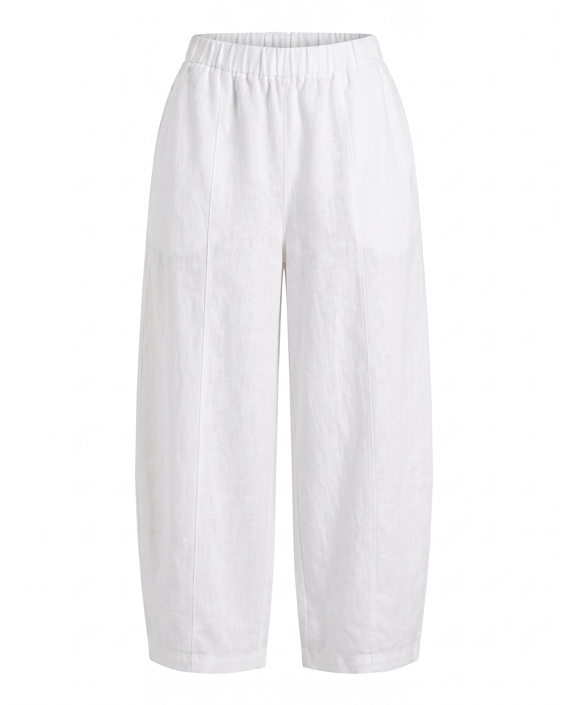 Beyaz Beli Bağlamalı Keten Şalvar Pantolon
