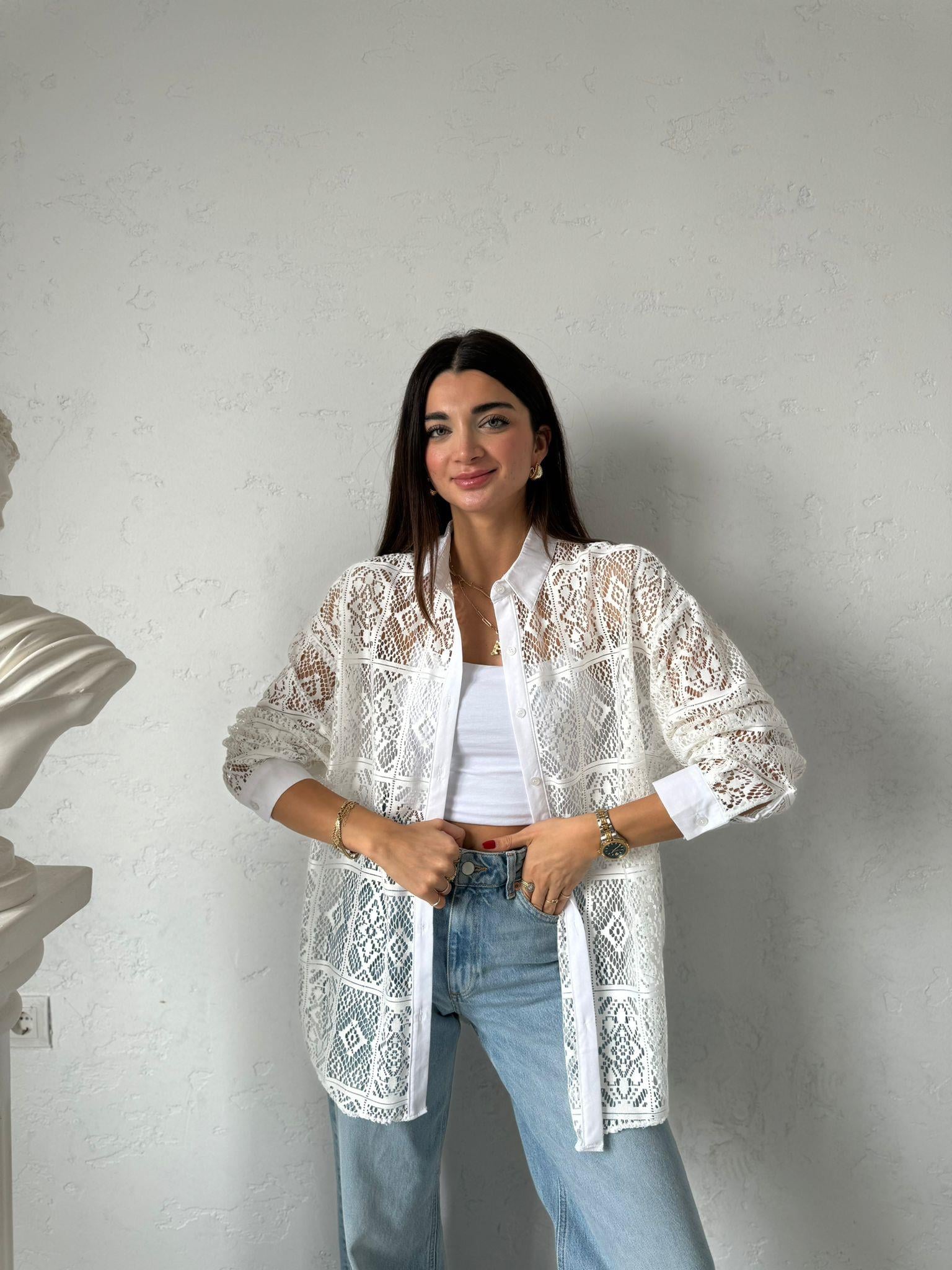 Beyaz Dantel Gömlek