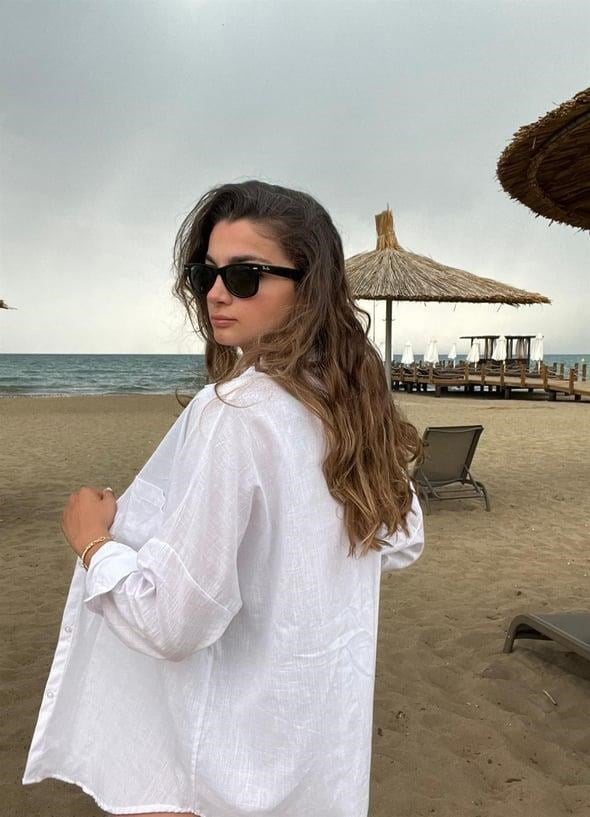 Beyaz Oversize Lena Keten Gömlek