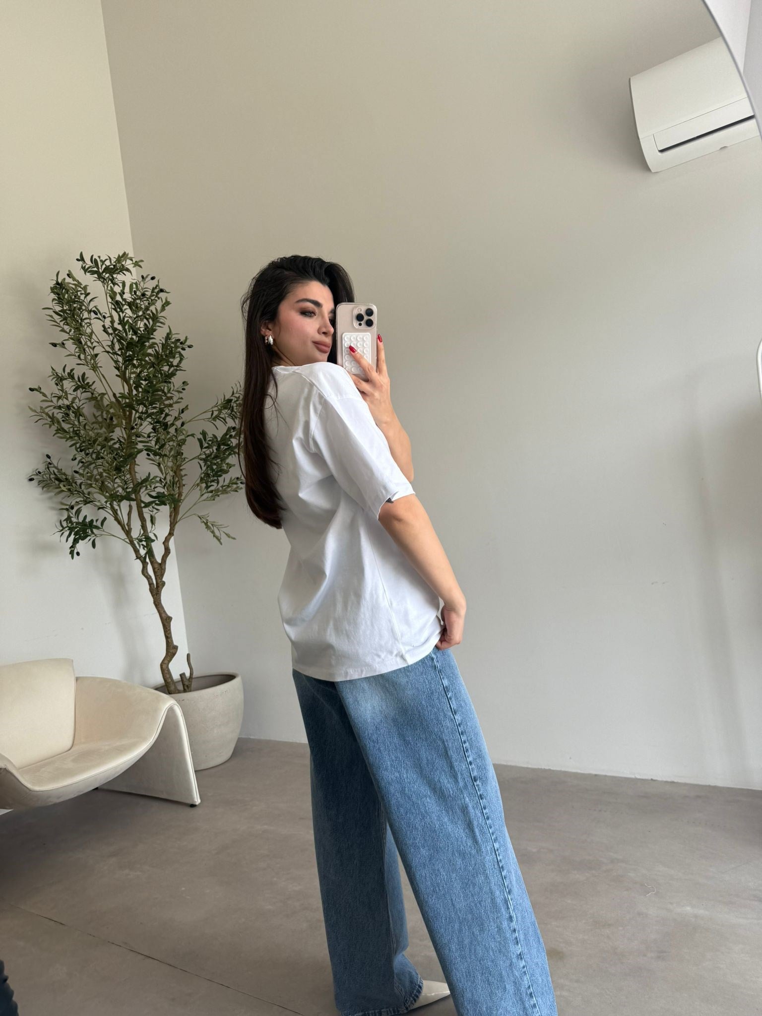 Beyaz Oversize Maya Tişört
