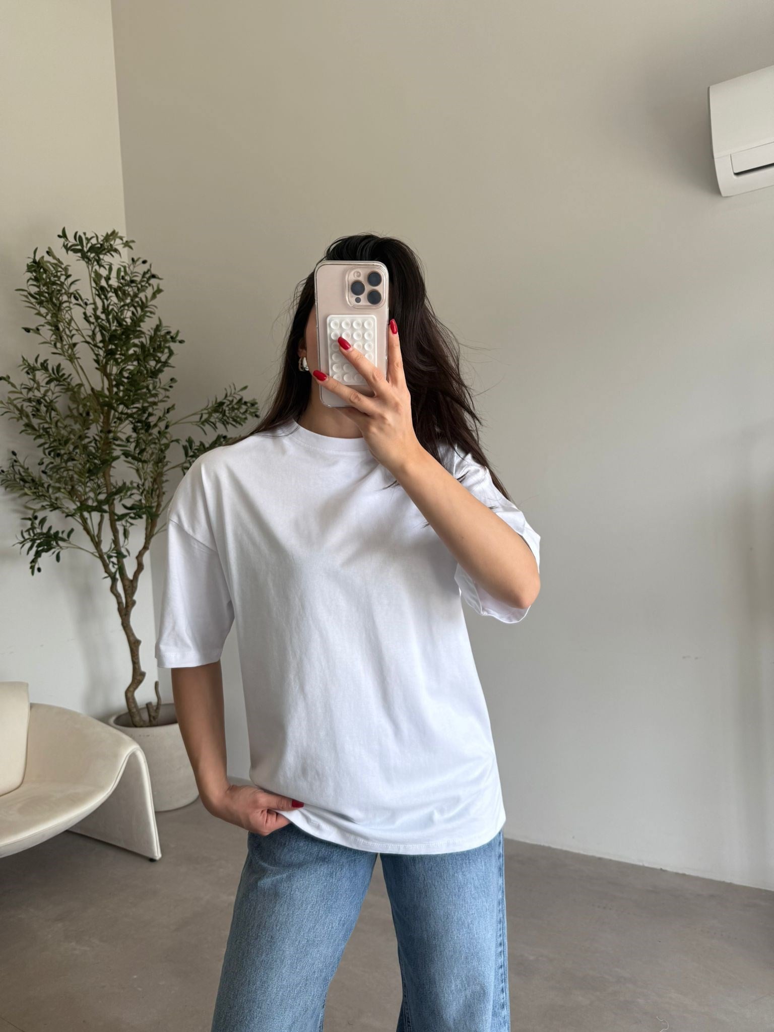 Beyaz Oversize Maya Tişört