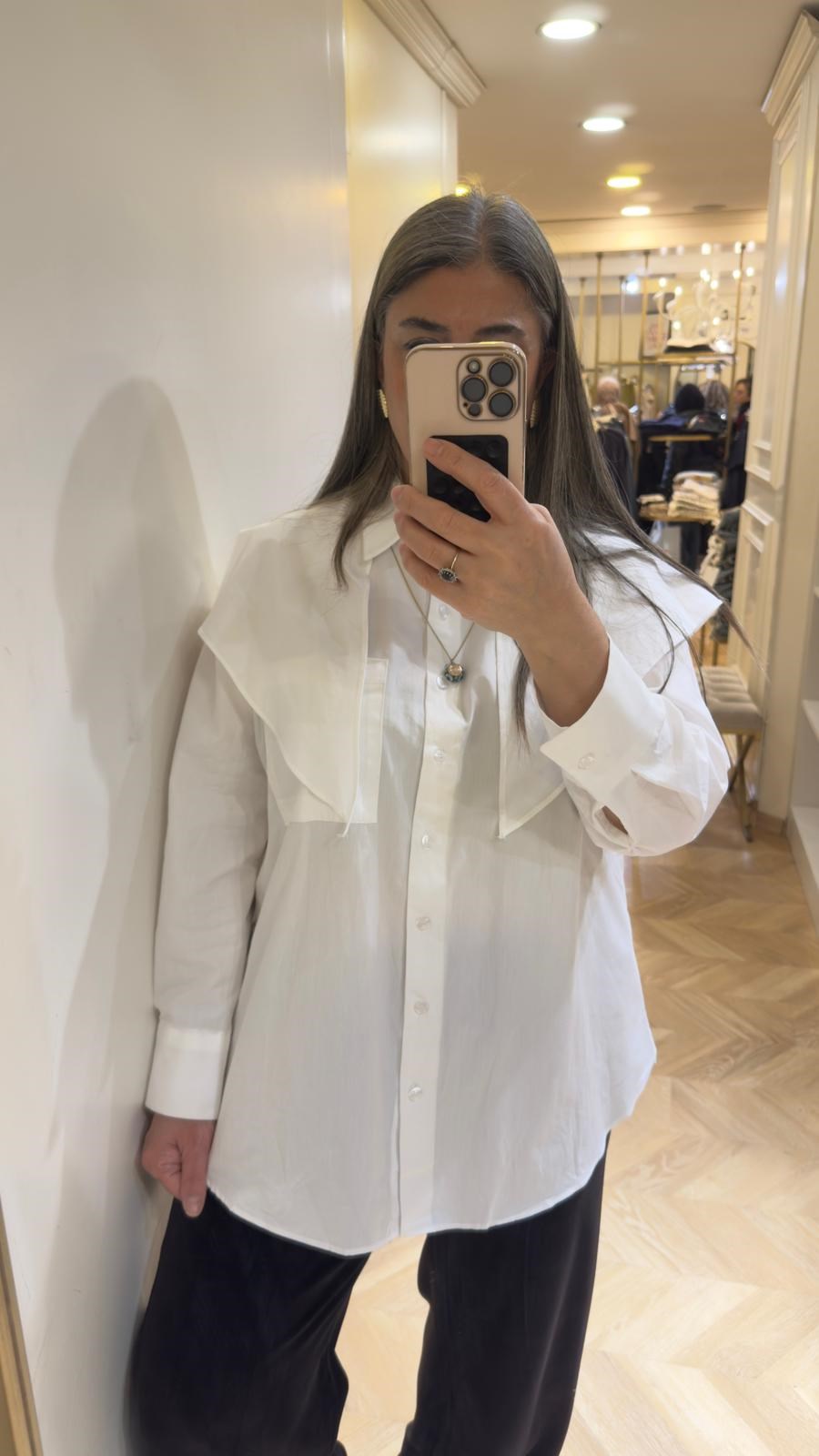 Beyaz Şallı Poplin Gömlek