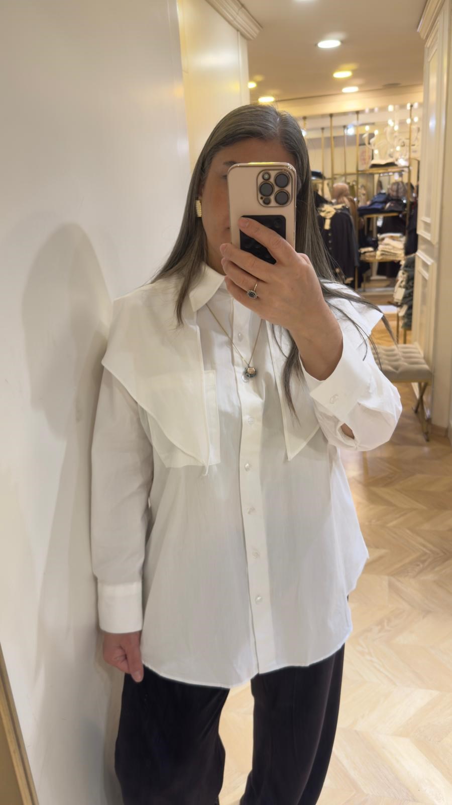 Beyaz Şallı Poplin Gömlek