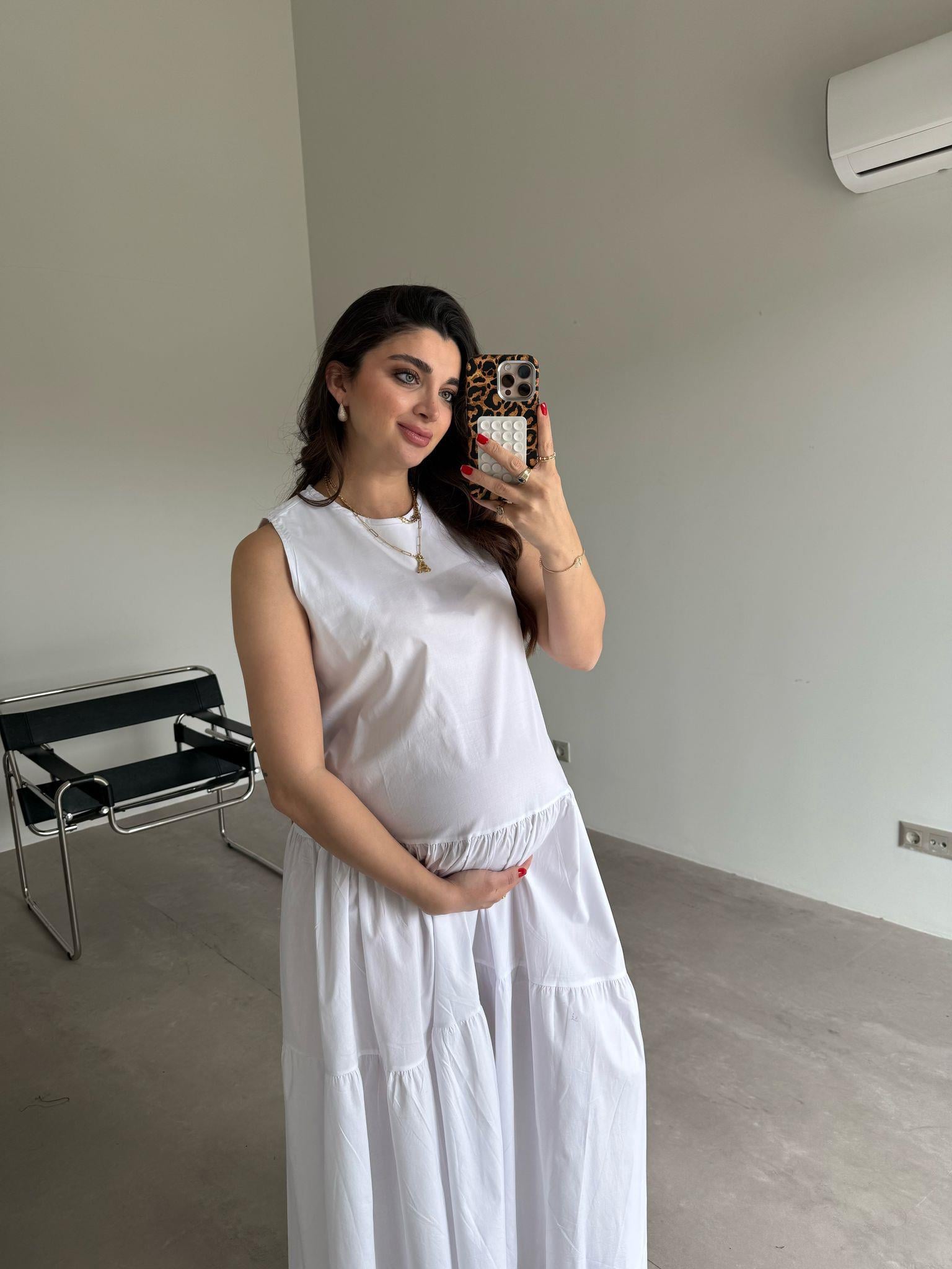 Beyaz Sıfır Kol Veronika Elbise
