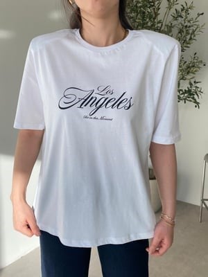 Beyaz Vatkalı Los Angeles Tişört
