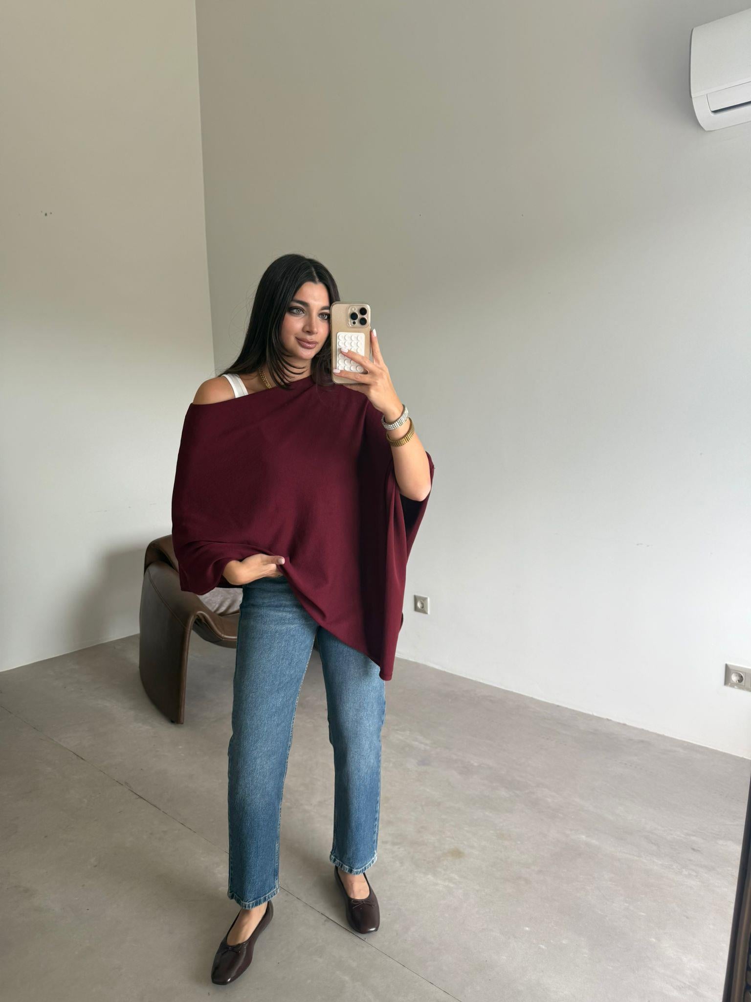 Bordo Asimetrik Kesim Triko Panço